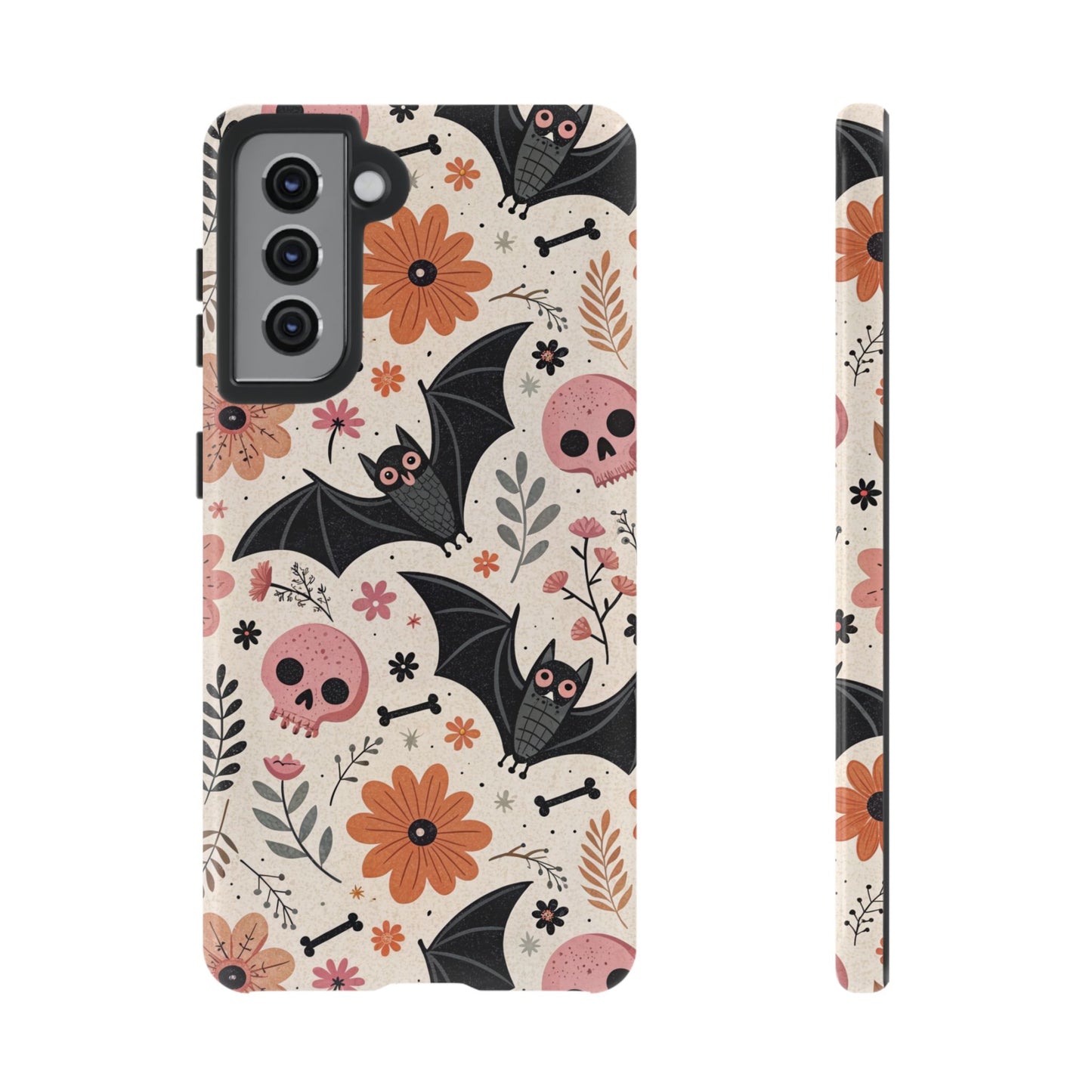 Floral Bats & Skulls Halloween Samsung Case