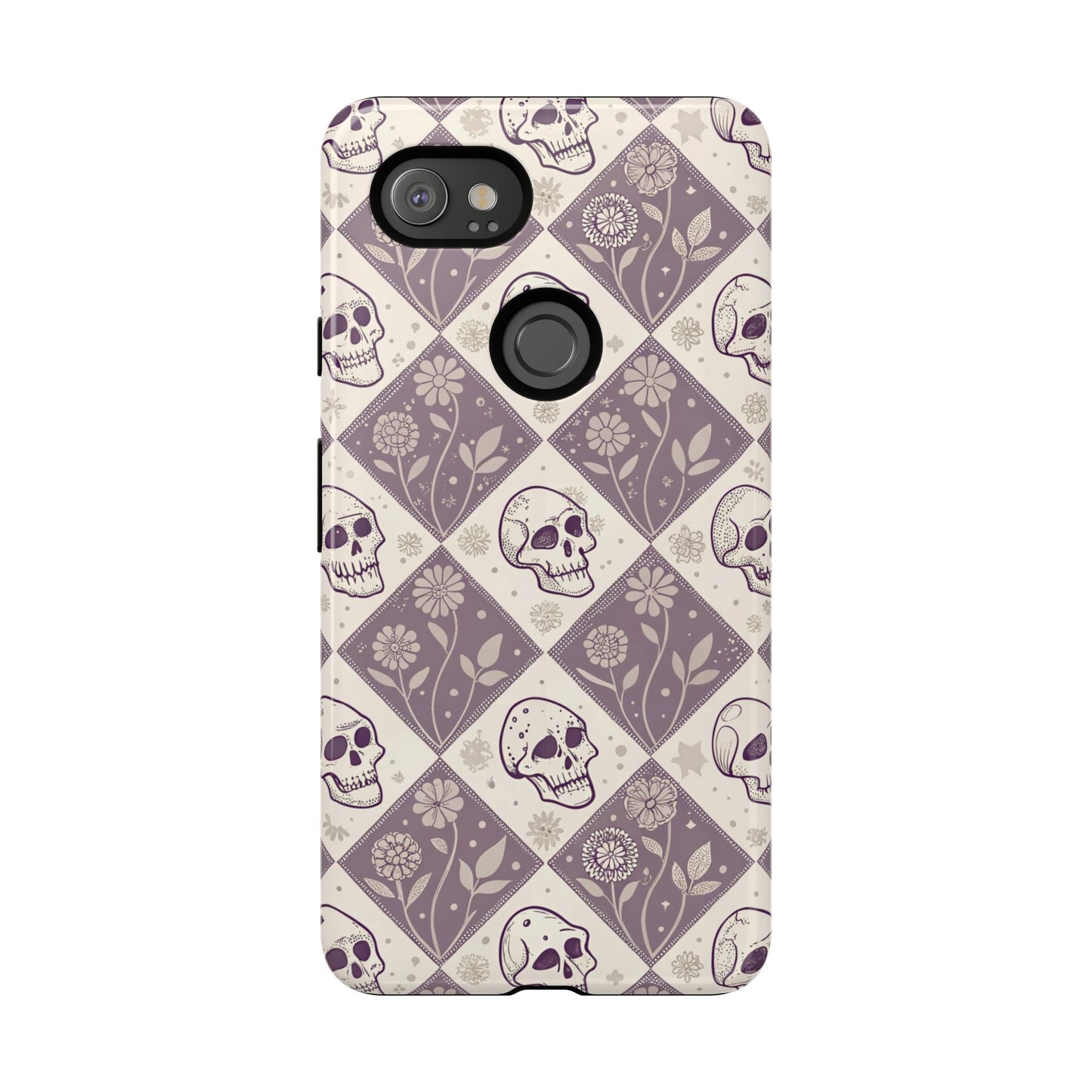 Vintage Skull & Floral Diamond Google Pixel Case
