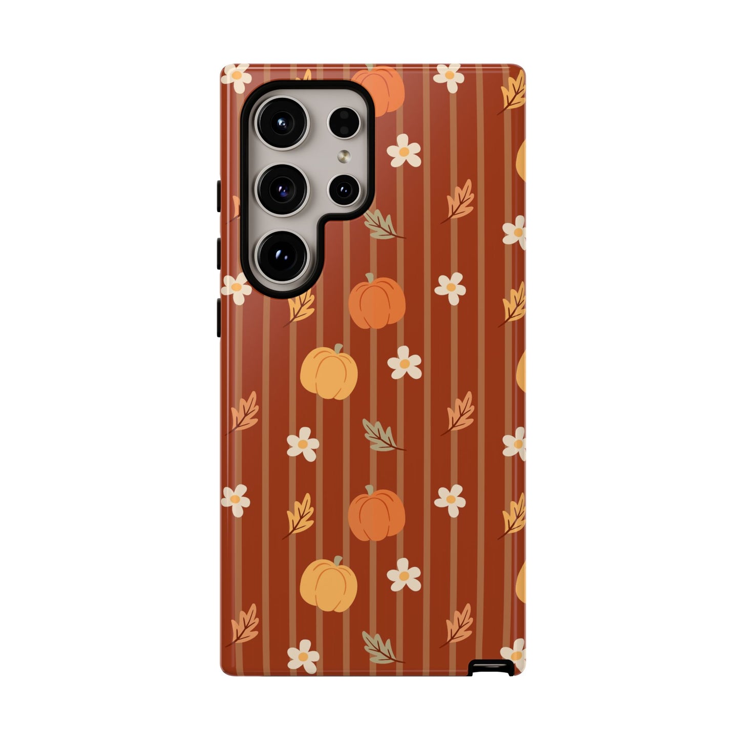 Pumpkin Spice Floral Stripe Samsung Case