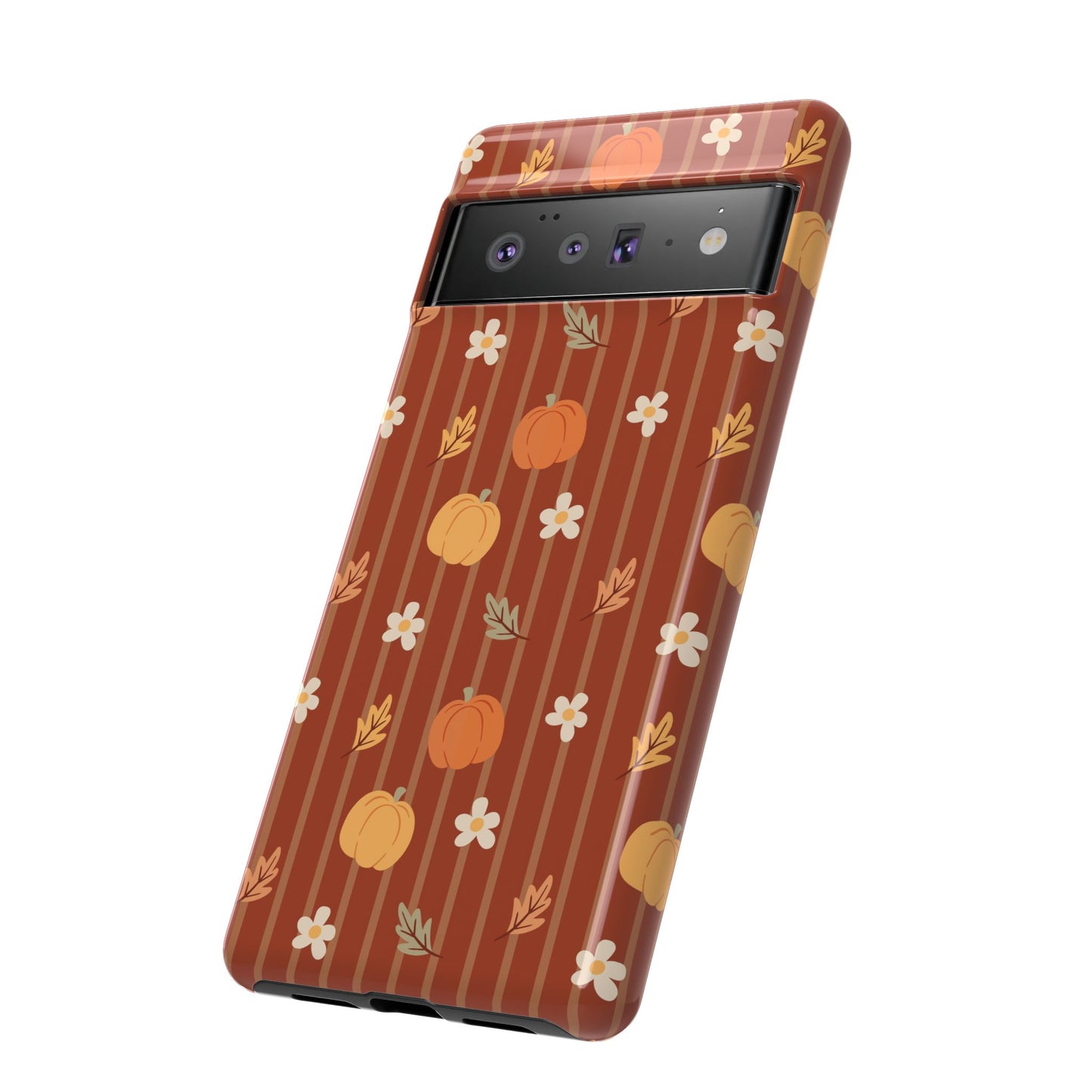 Pumpkin Spice Floral Stripe Google Pixel Case