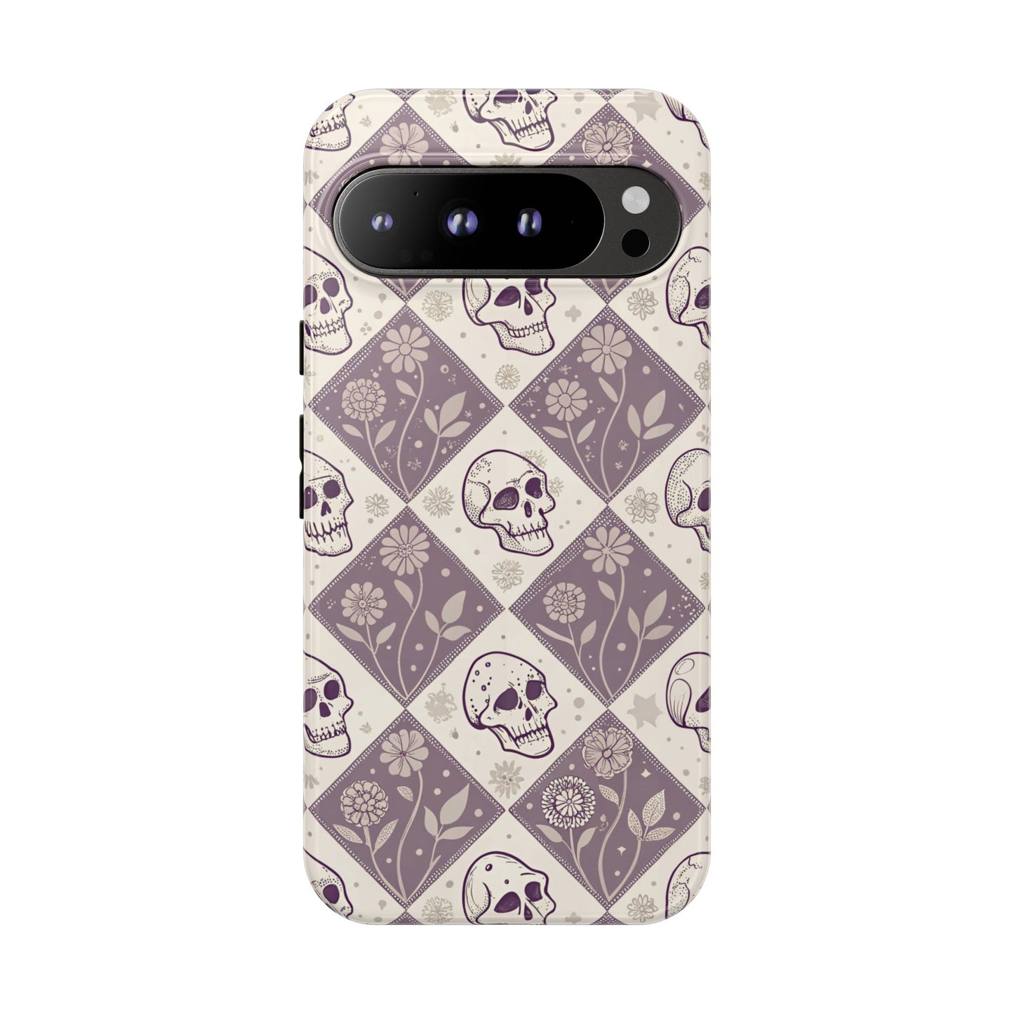 Vintage Skull & Floral Diamond Google Pixel Case