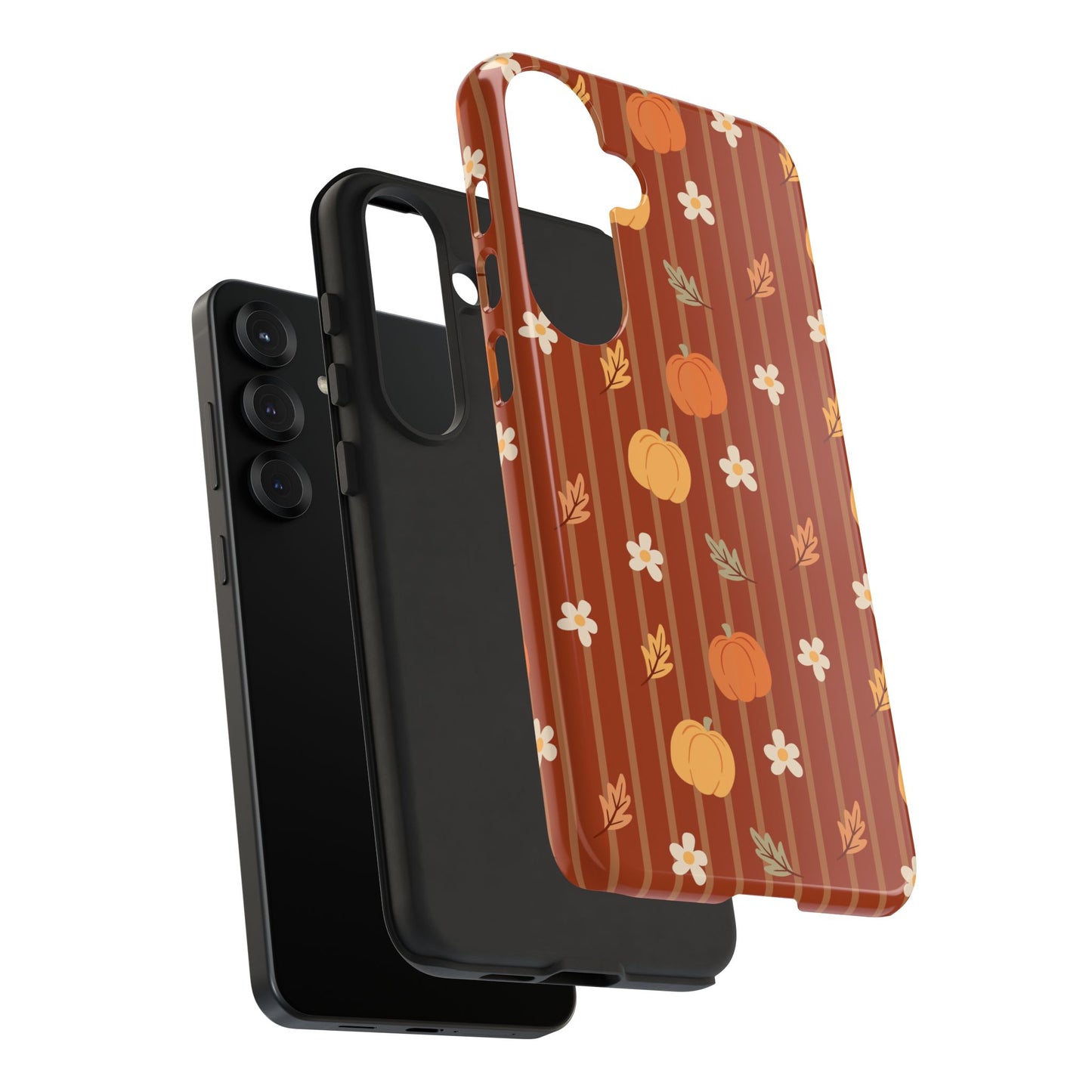 Pumpkin Spice Floral Stripe Samsung Case