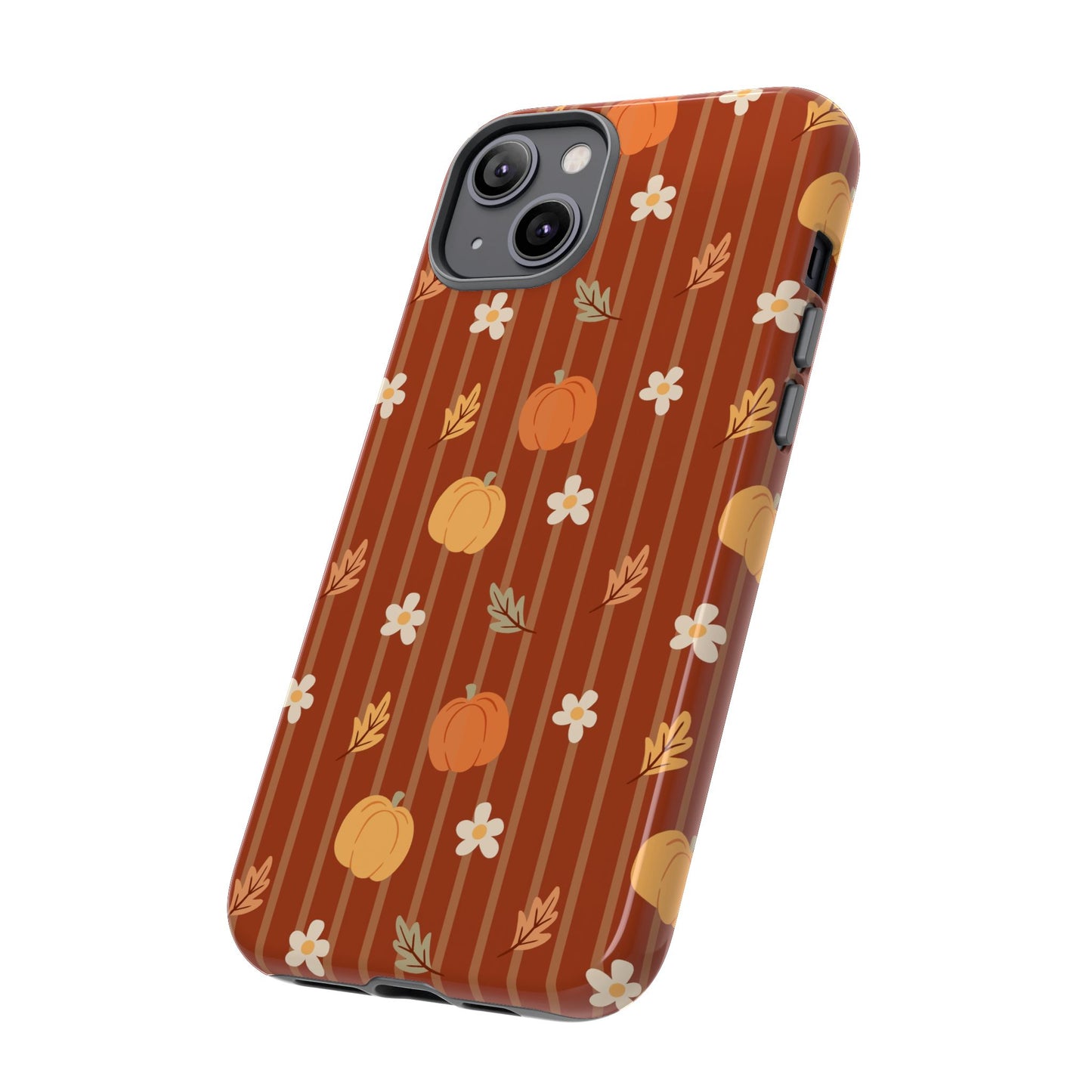 Pumpkin Spice Floral Stripe iPhone Case