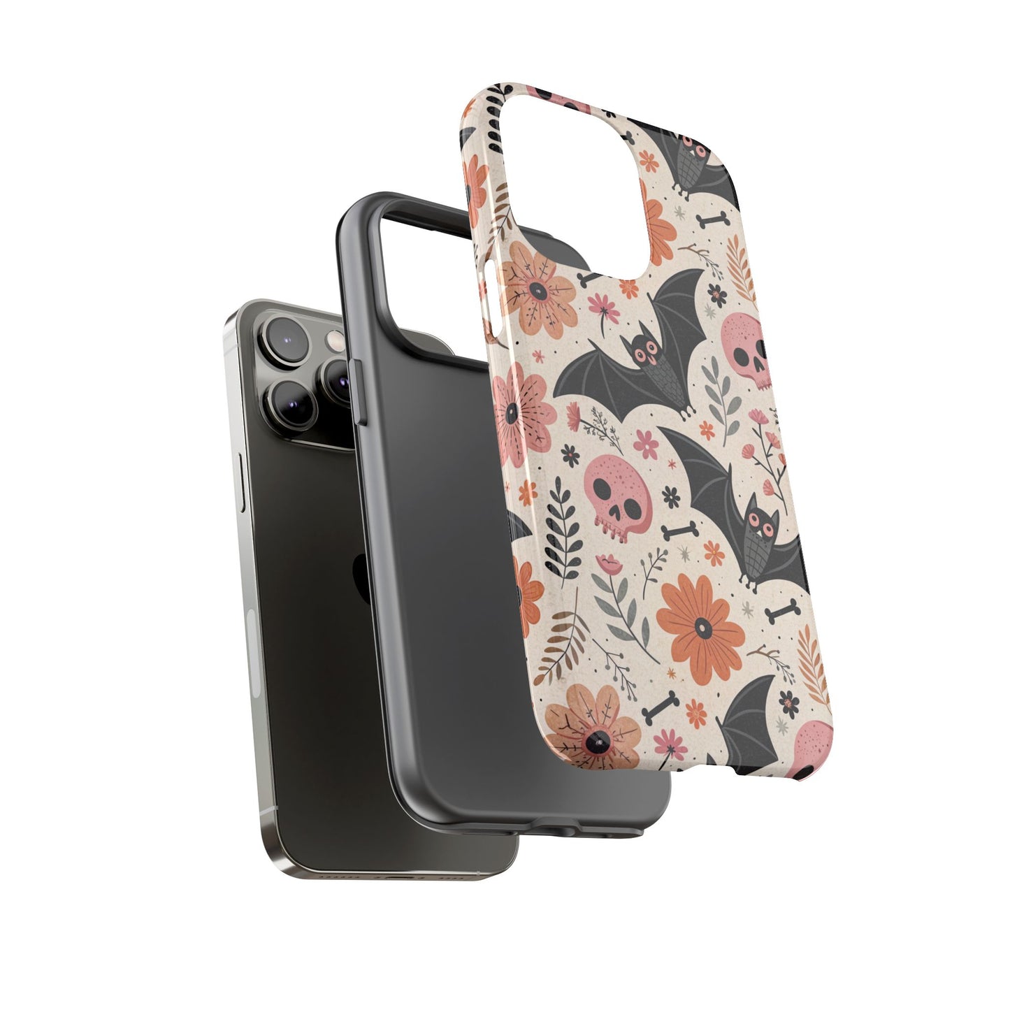 Floral Bats & Skulls Halloween iPhone Case