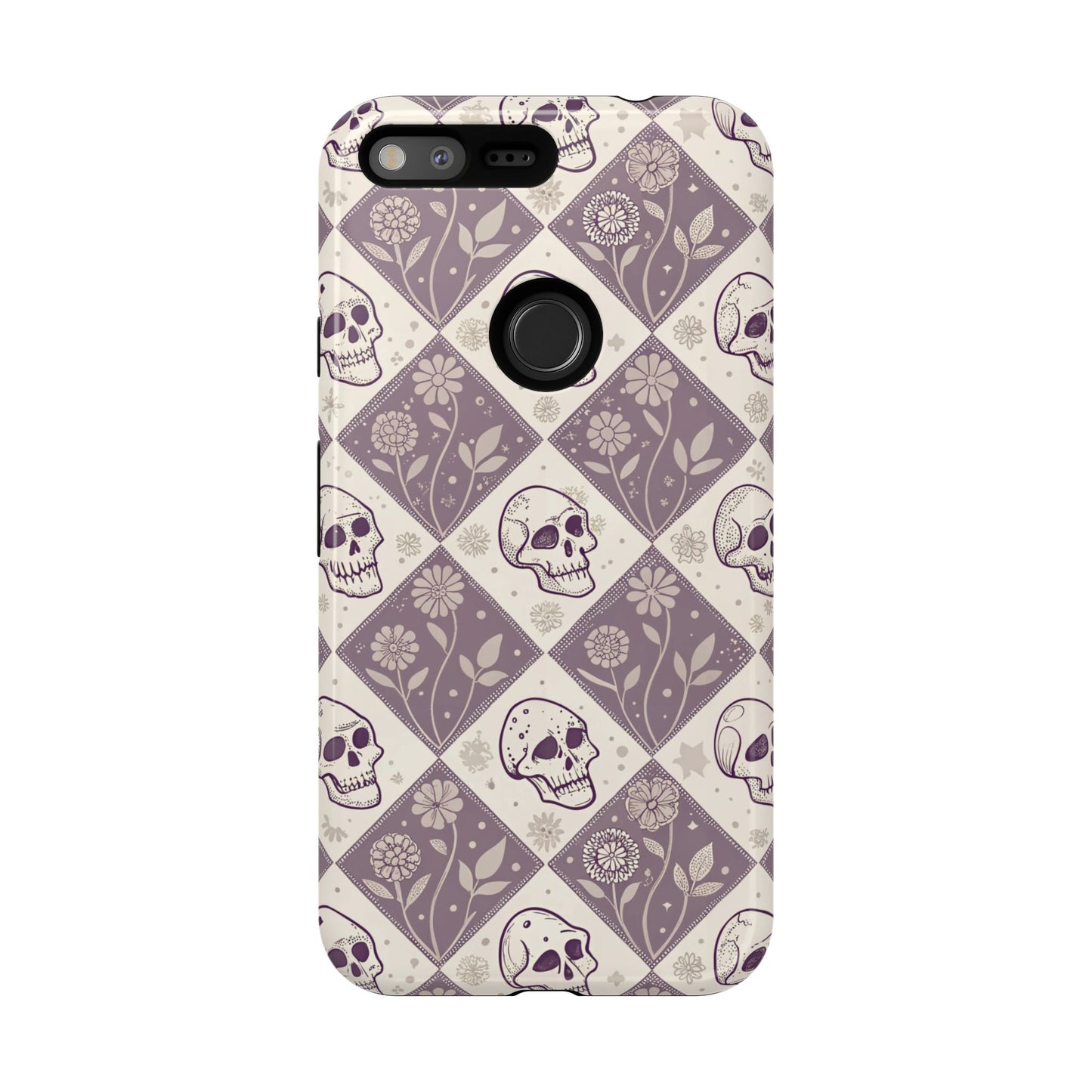 Vintage Skull & Floral Diamond Google Pixel Case