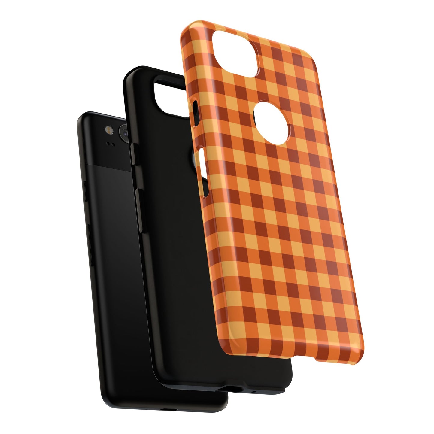 Orange Gingham Checkered Google Pixel Case