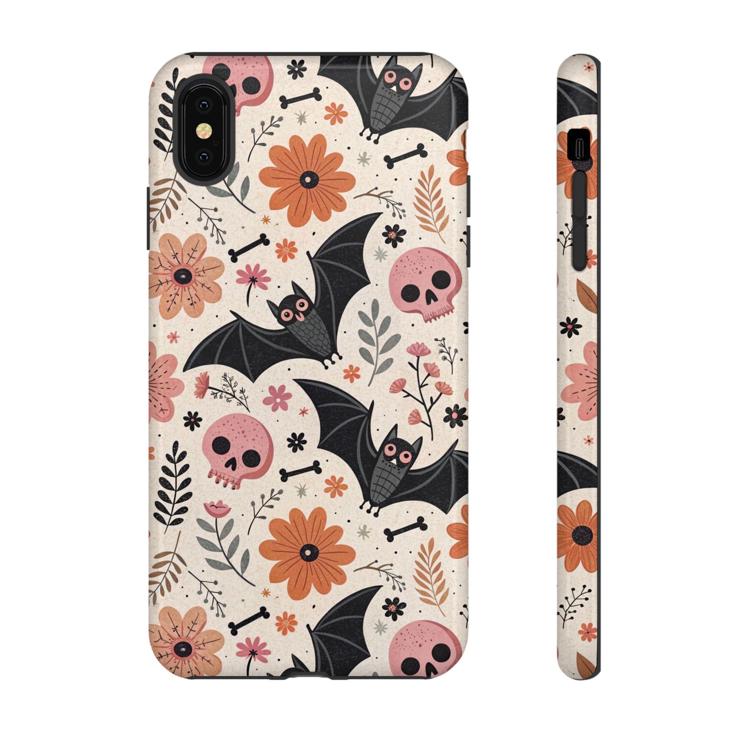 Floral Bats & Skulls Halloween iPhone Case