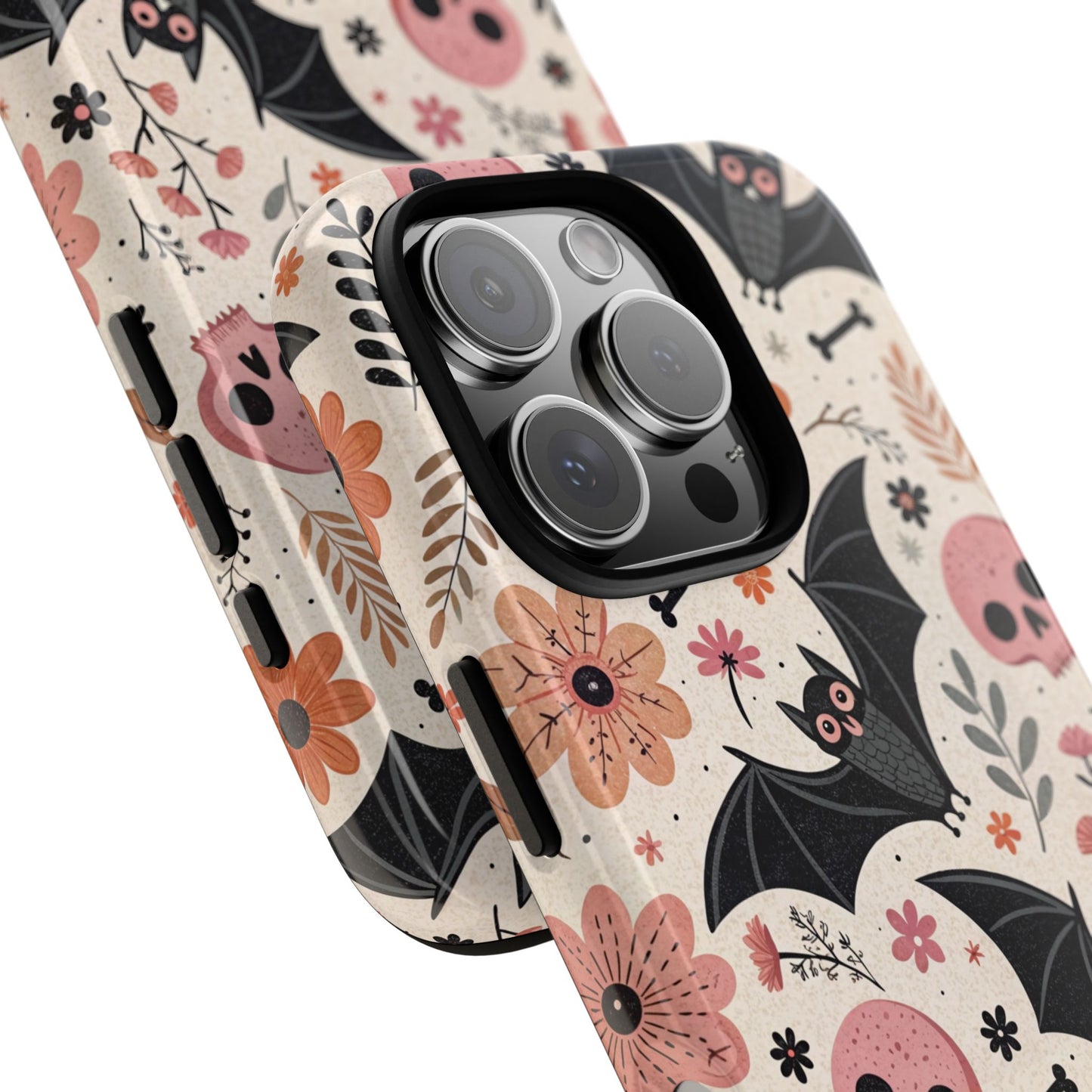 Floral Bats & Skulls Halloween iPhone Case