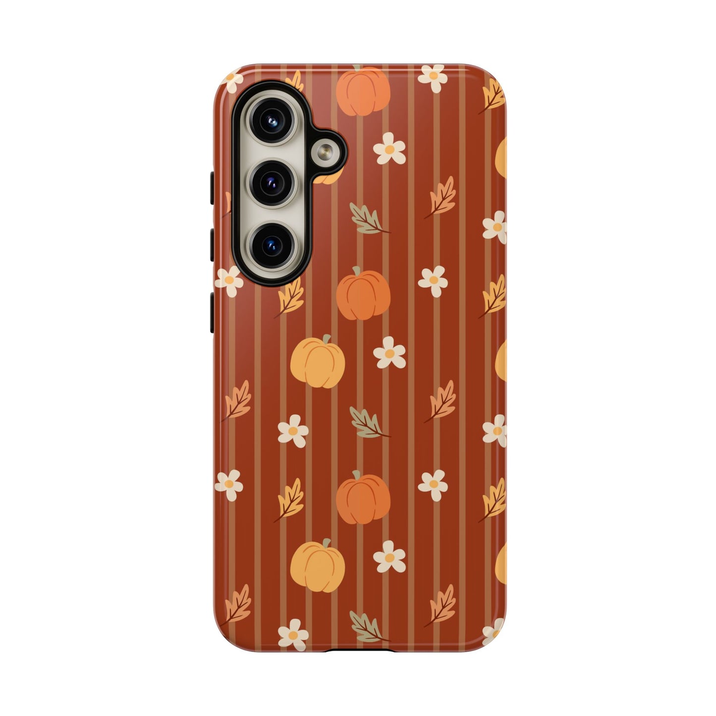 Pumpkin Spice Floral Stripe Samsung Case