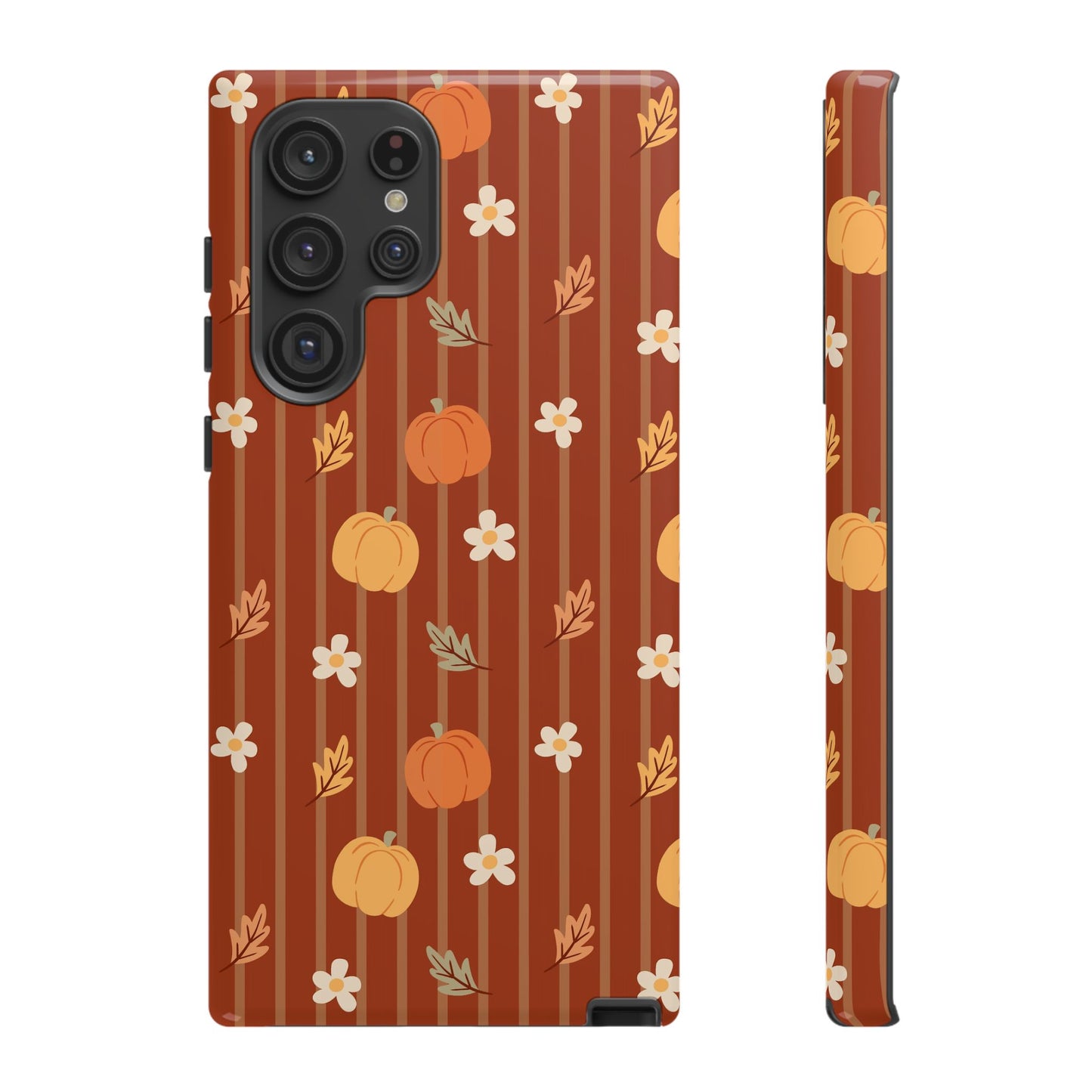 Pumpkin Spice Floral Stripe Samsung Case
