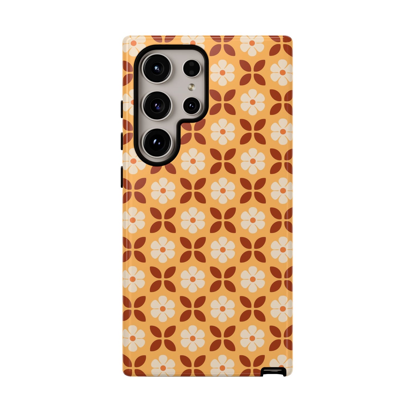 Retro Orange Flower Power Samsung Case