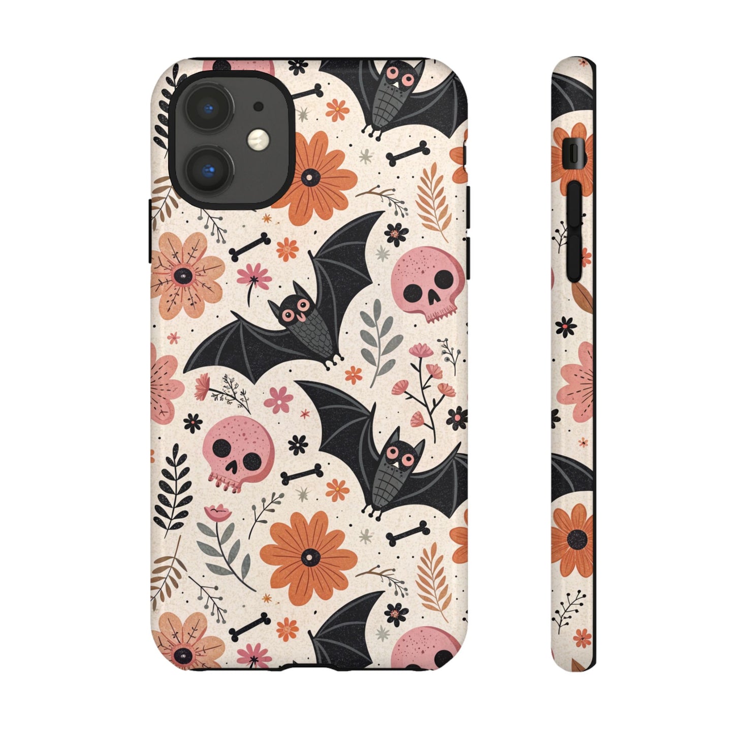 Floral Bats & Skulls Halloween iPhone Case