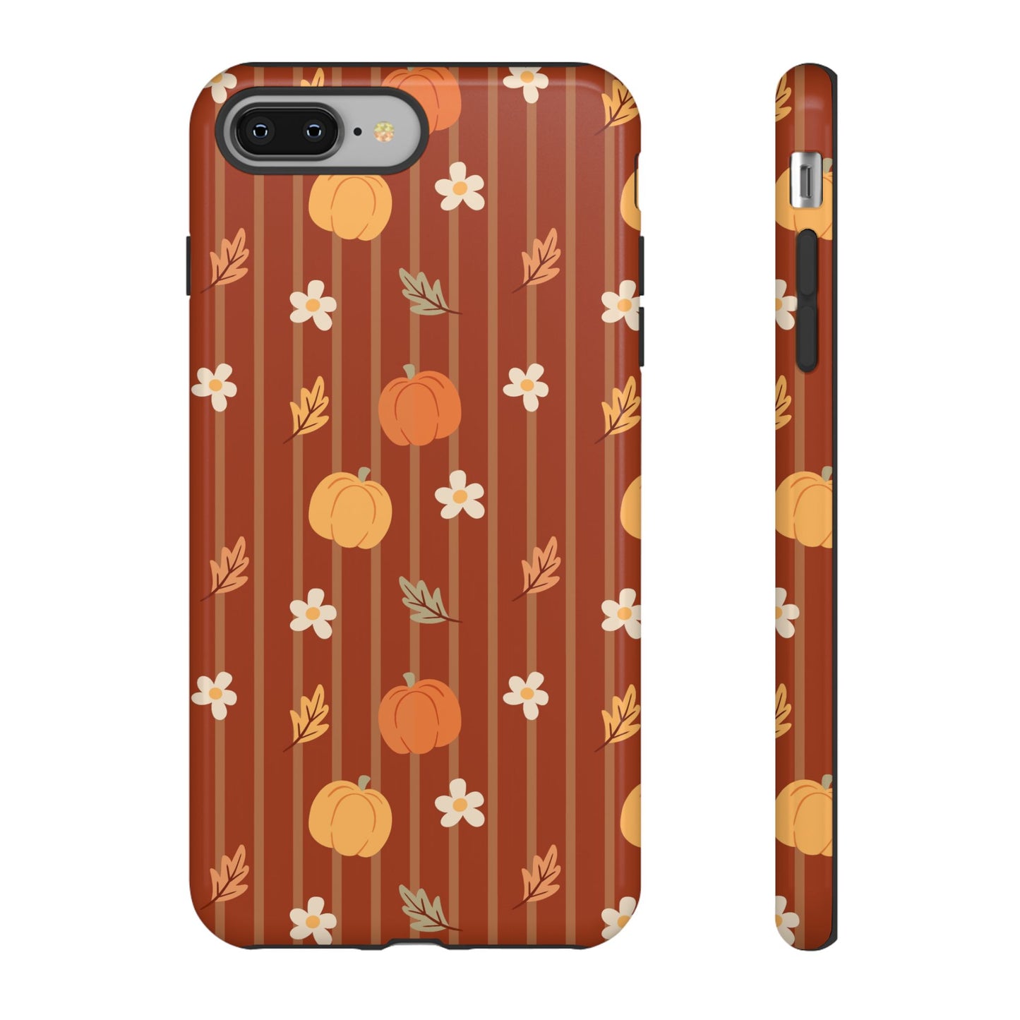 Pumpkin Spice Floral Stripe iPhone Case