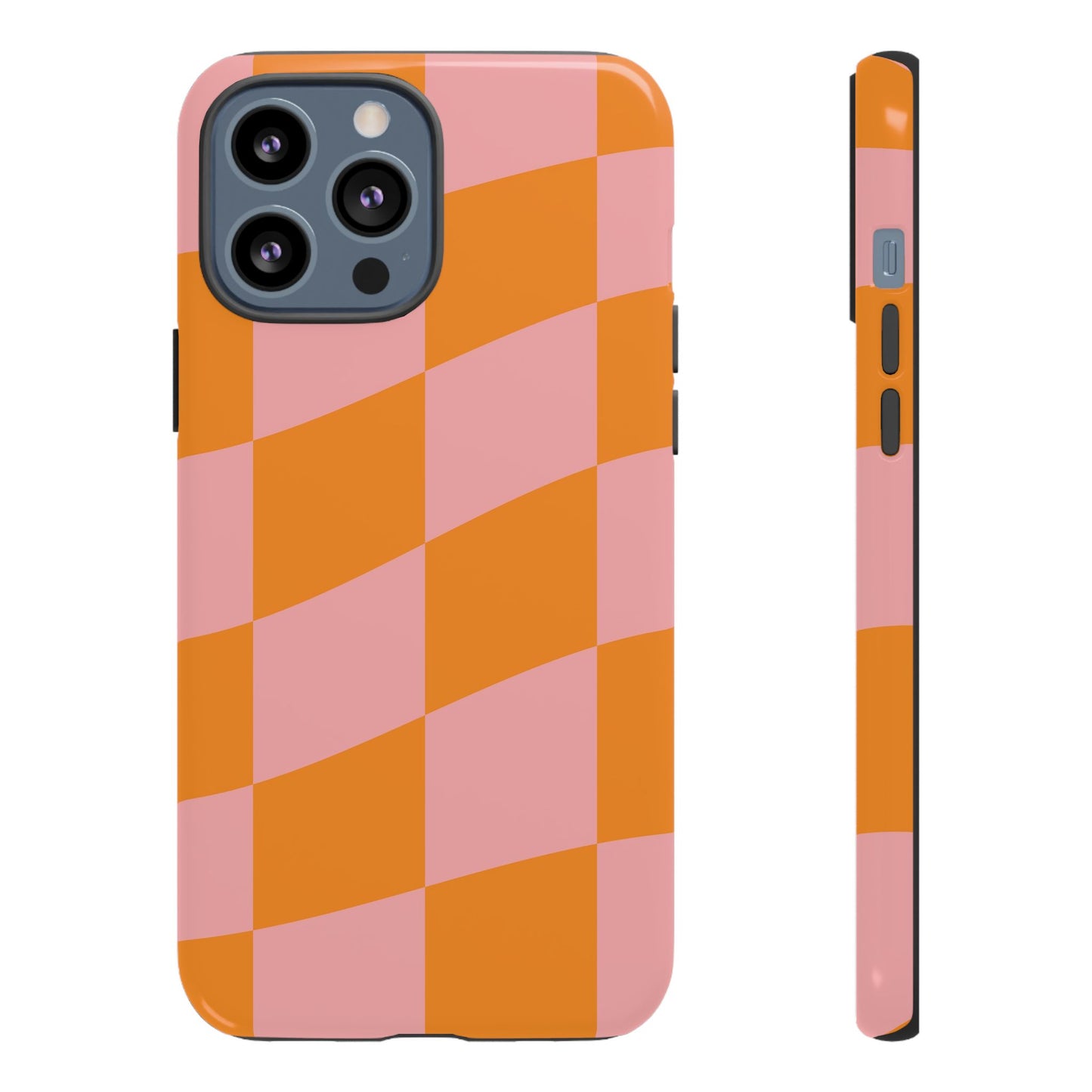 Pink & Orange Wavy Checker iPhone Case