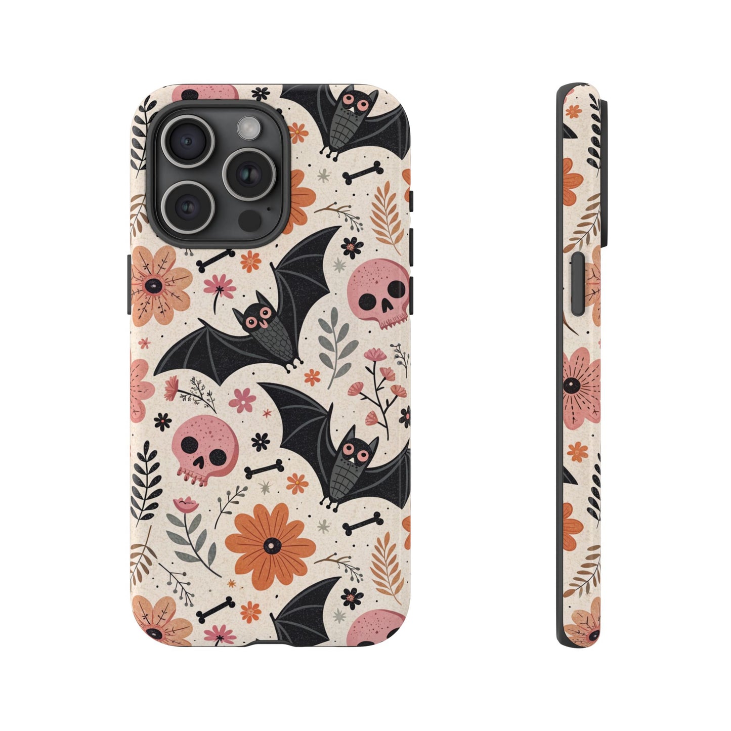 Floral Bats & Skulls Halloween iPhone Case