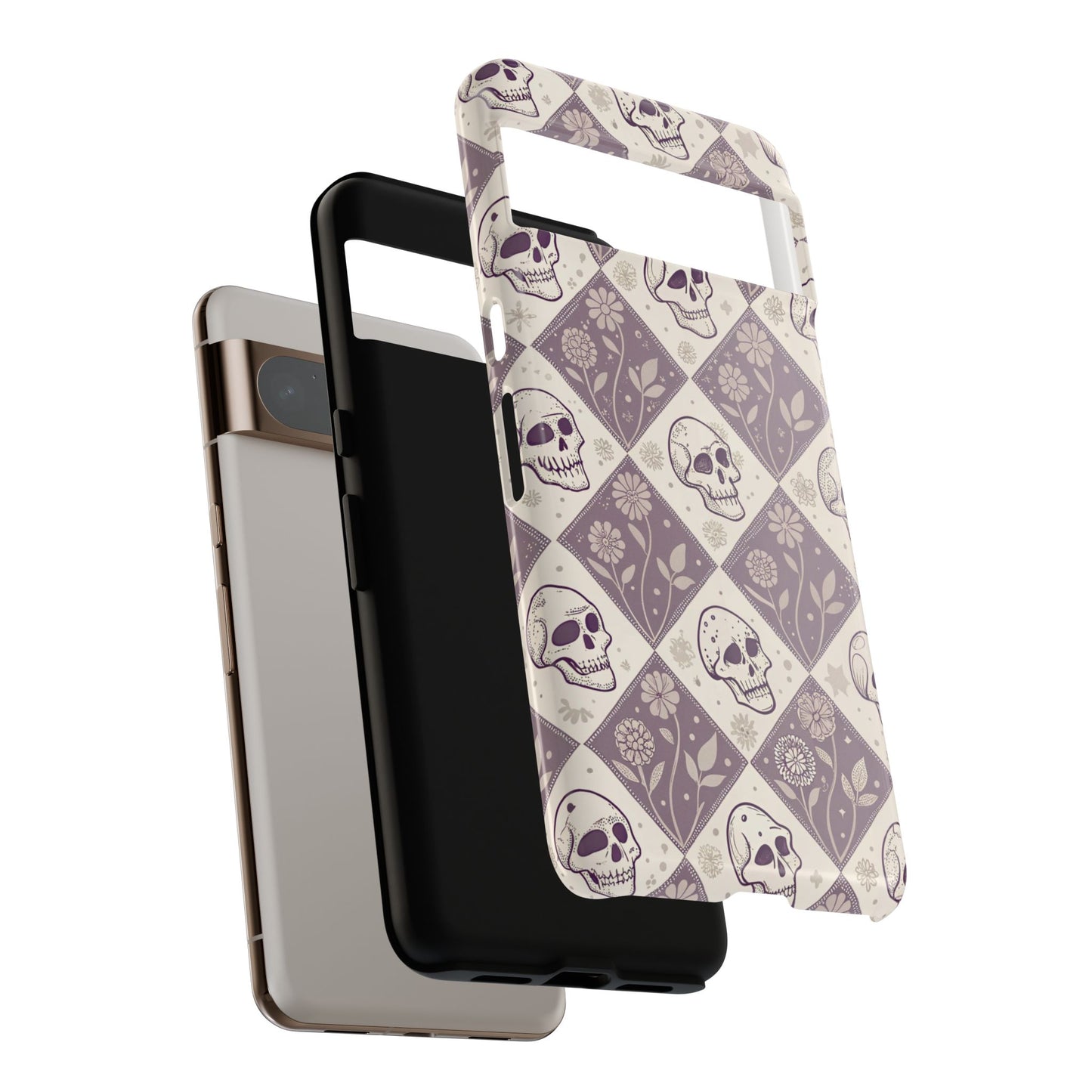 Vintage Skull & Floral Diamond Google Pixel Case