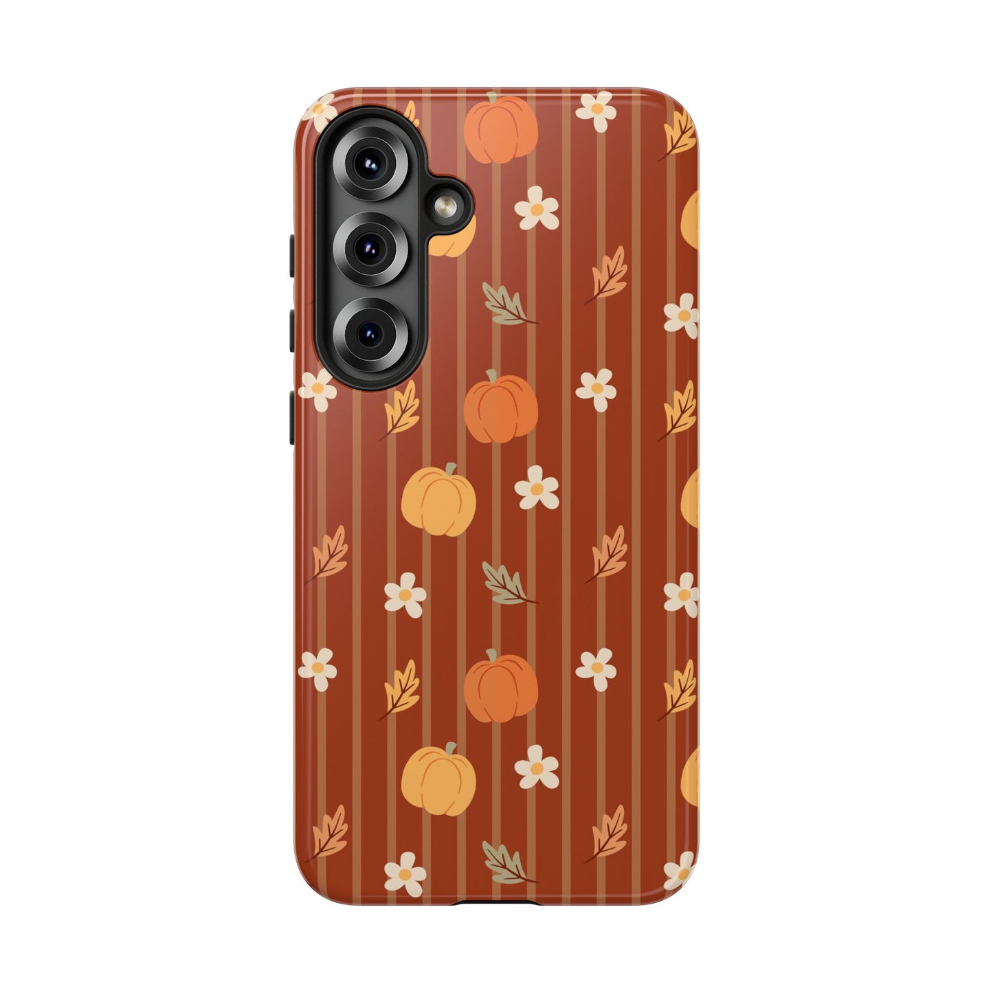 Pumpkin Spice Floral Stripe Samsung Case