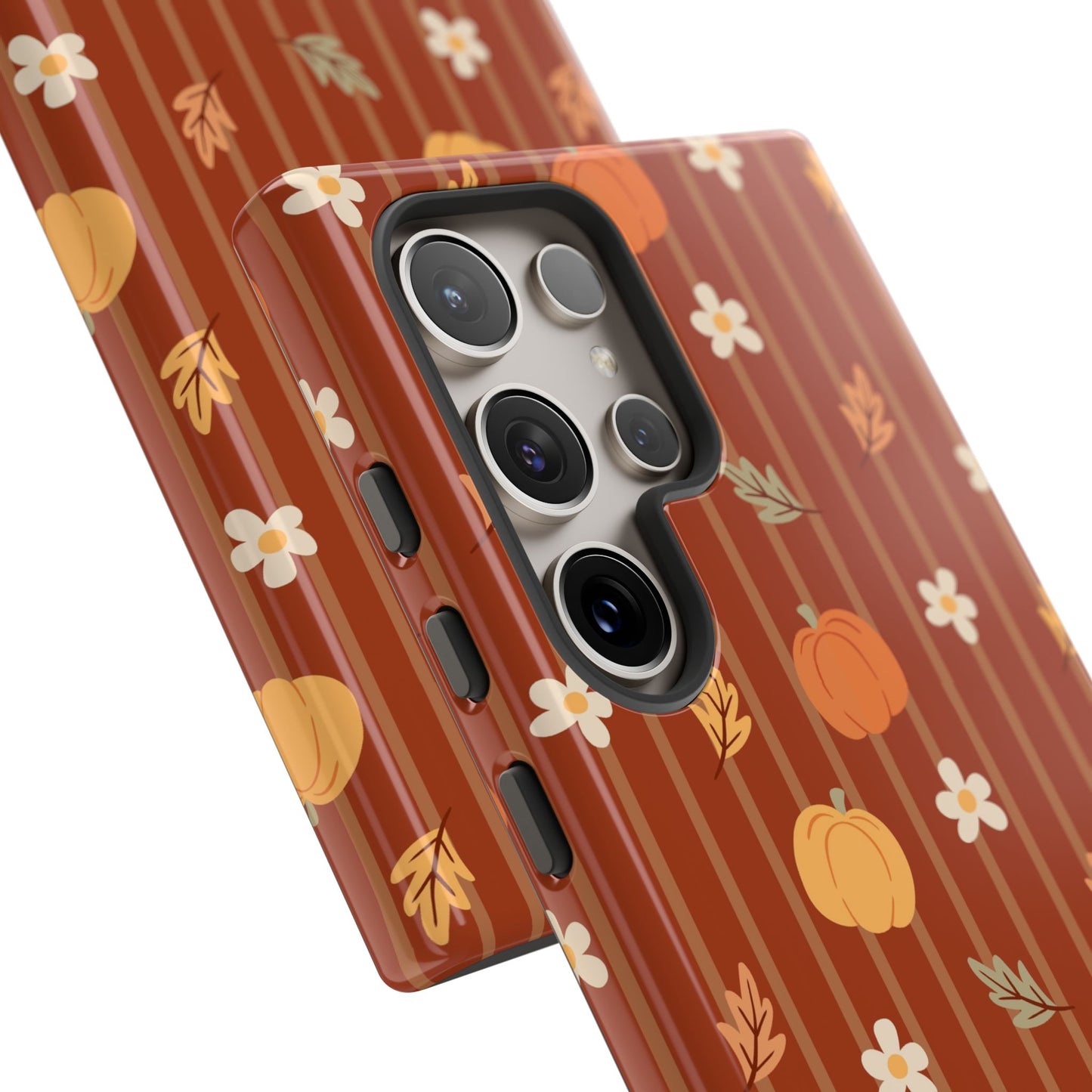 Pumpkin Spice Floral Stripe Samsung Case