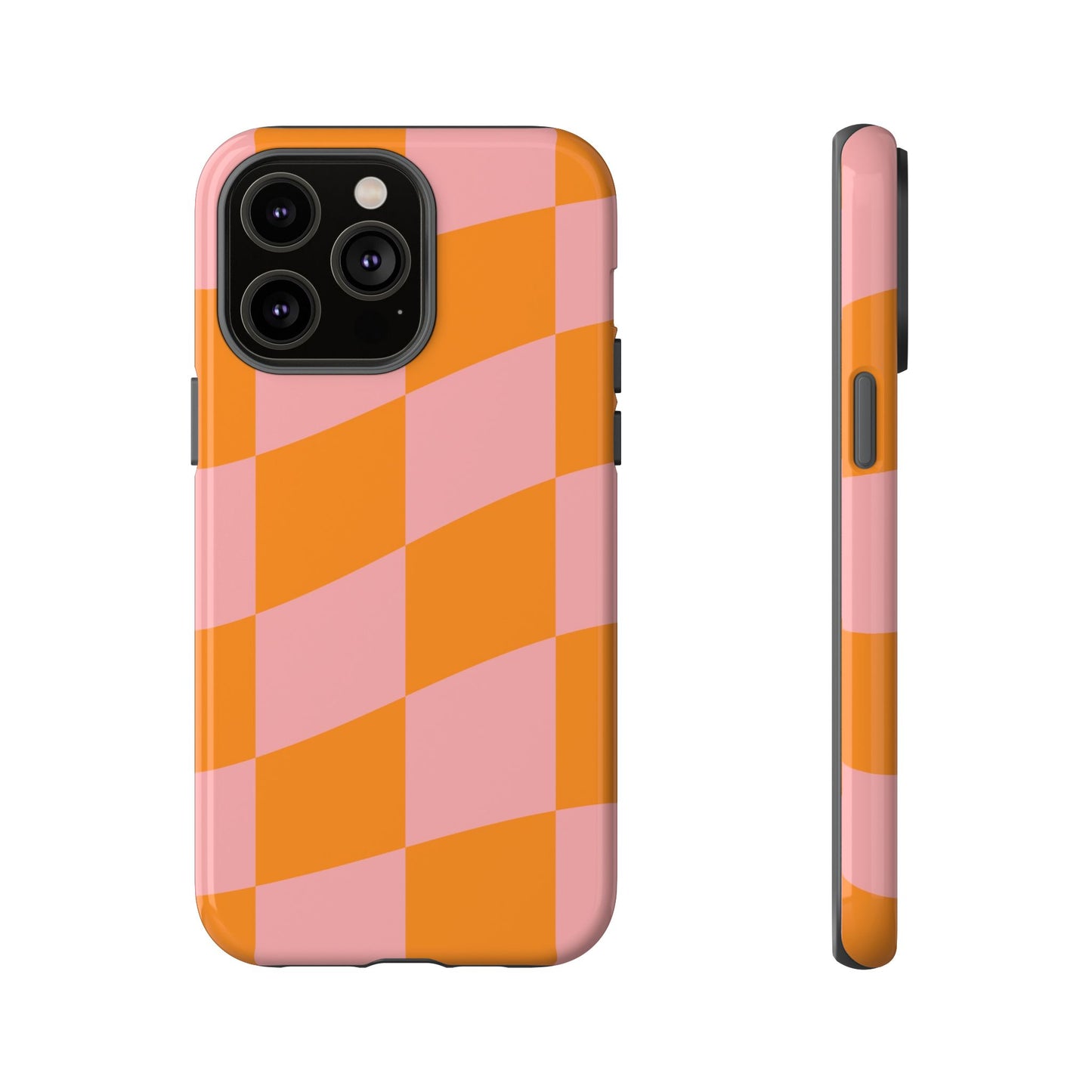 Pink & Orange Wavy Checker iPhone Case