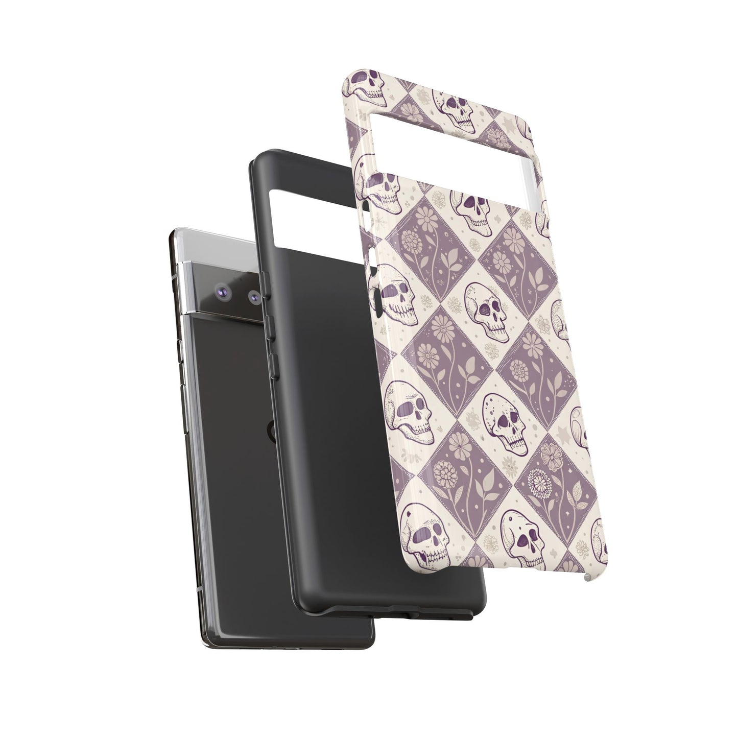 Vintage Skull & Floral Diamond Google Pixel Case
