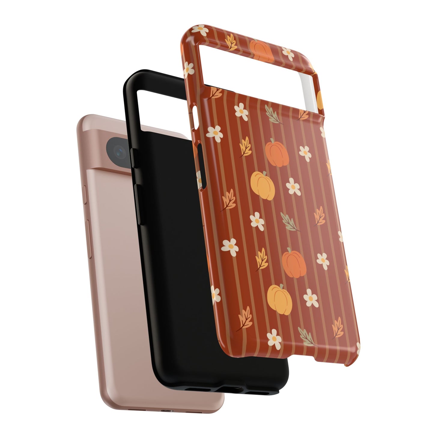Pumpkin Spice Floral Stripe Google Pixel Case