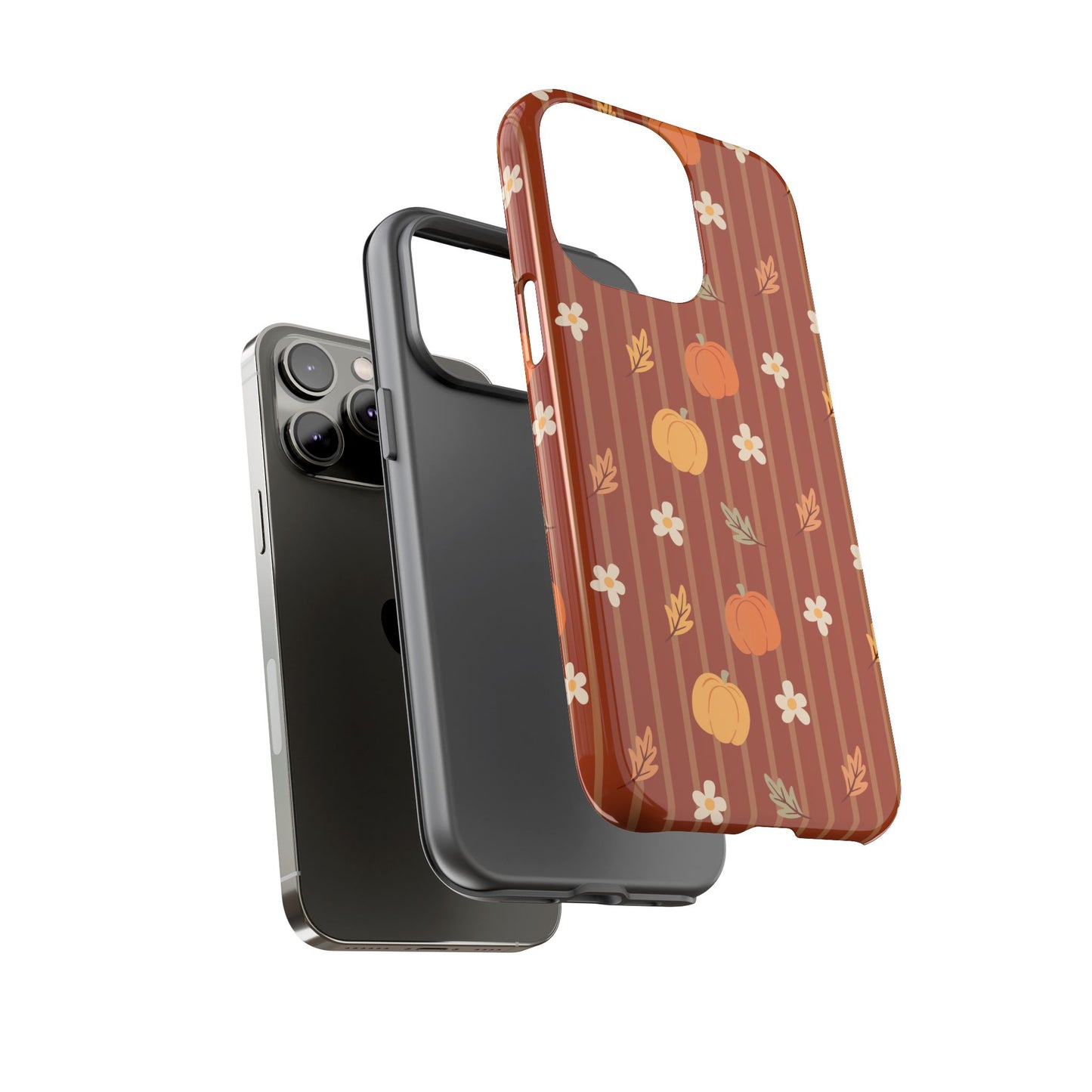 Pumpkin Spice Floral Stripe iPhone Case