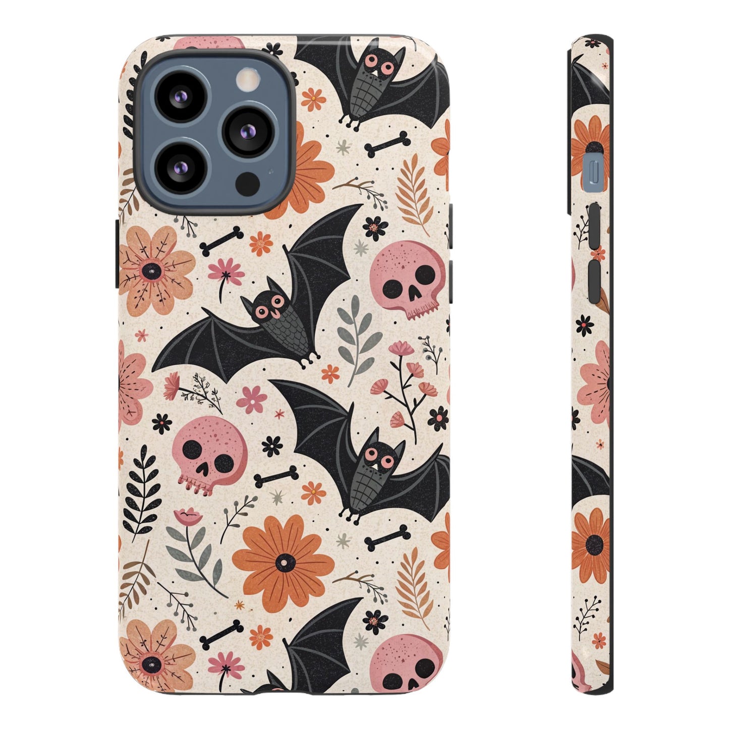 Floral Bats & Skulls Halloween iPhone Case