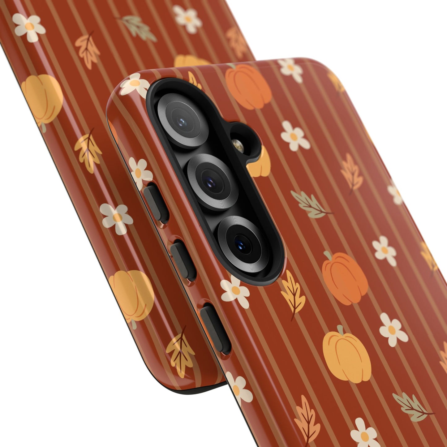 Pumpkin Spice Floral Stripe Samsung Case