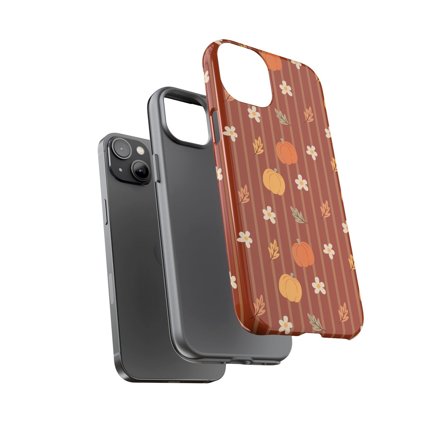 Pumpkin Spice Floral Stripe iPhone Case