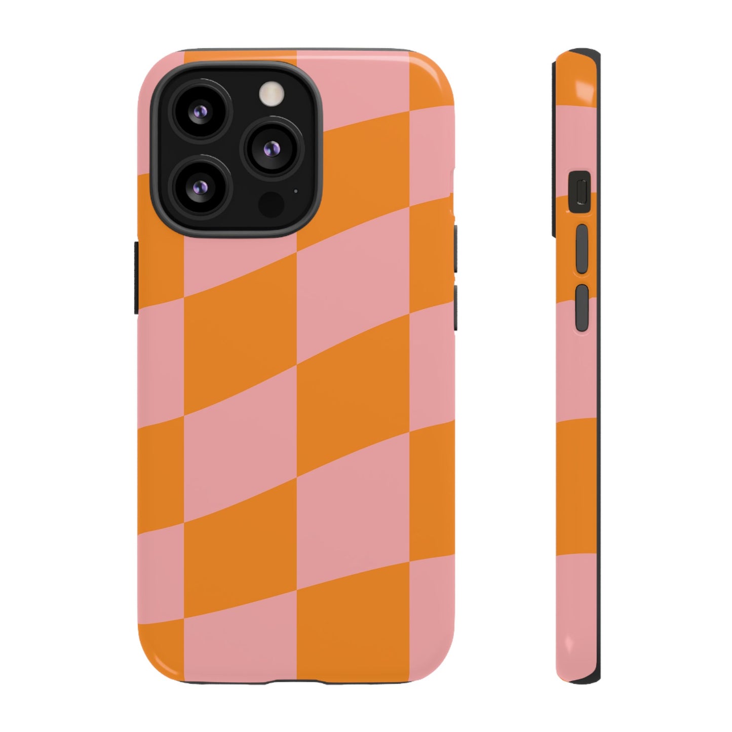 Pink & Orange Wavy Checker iPhone Case