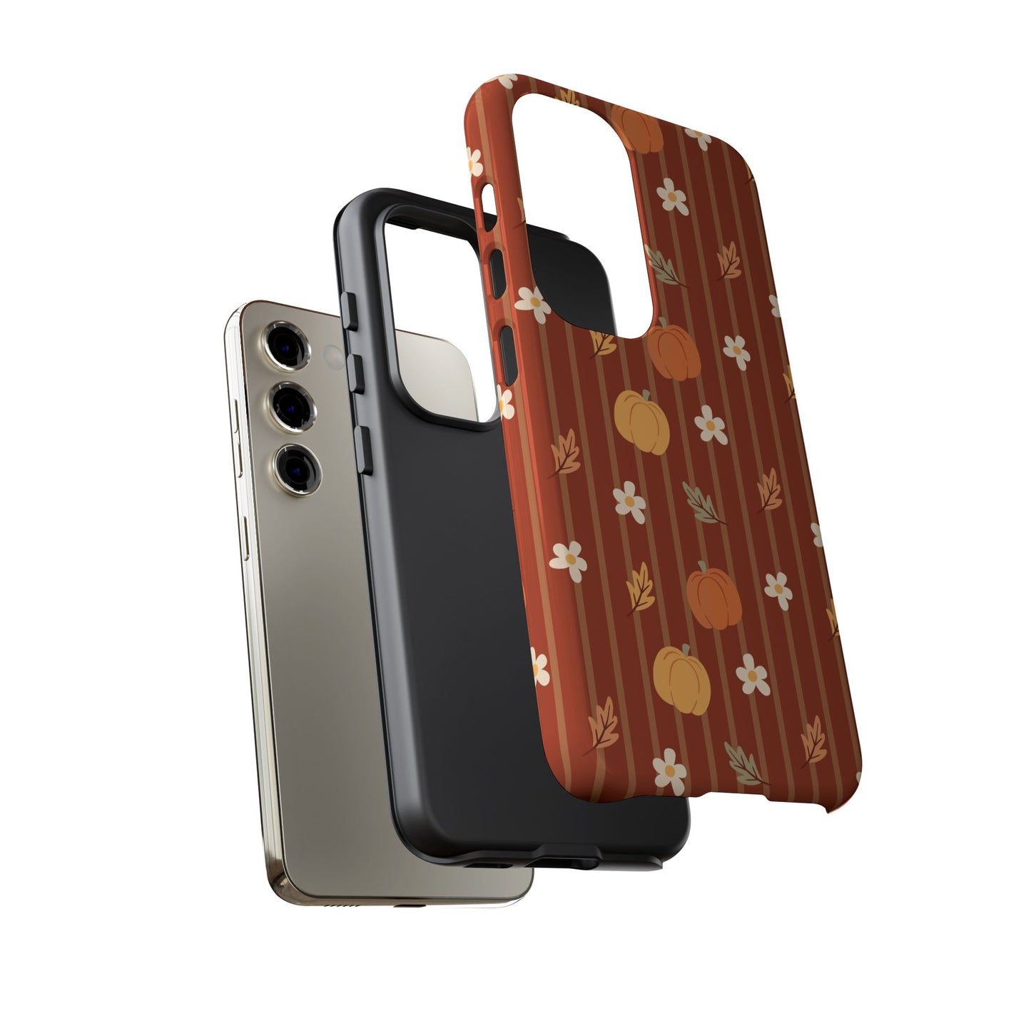 Pumpkin Spice Floral Stripe Samsung Case