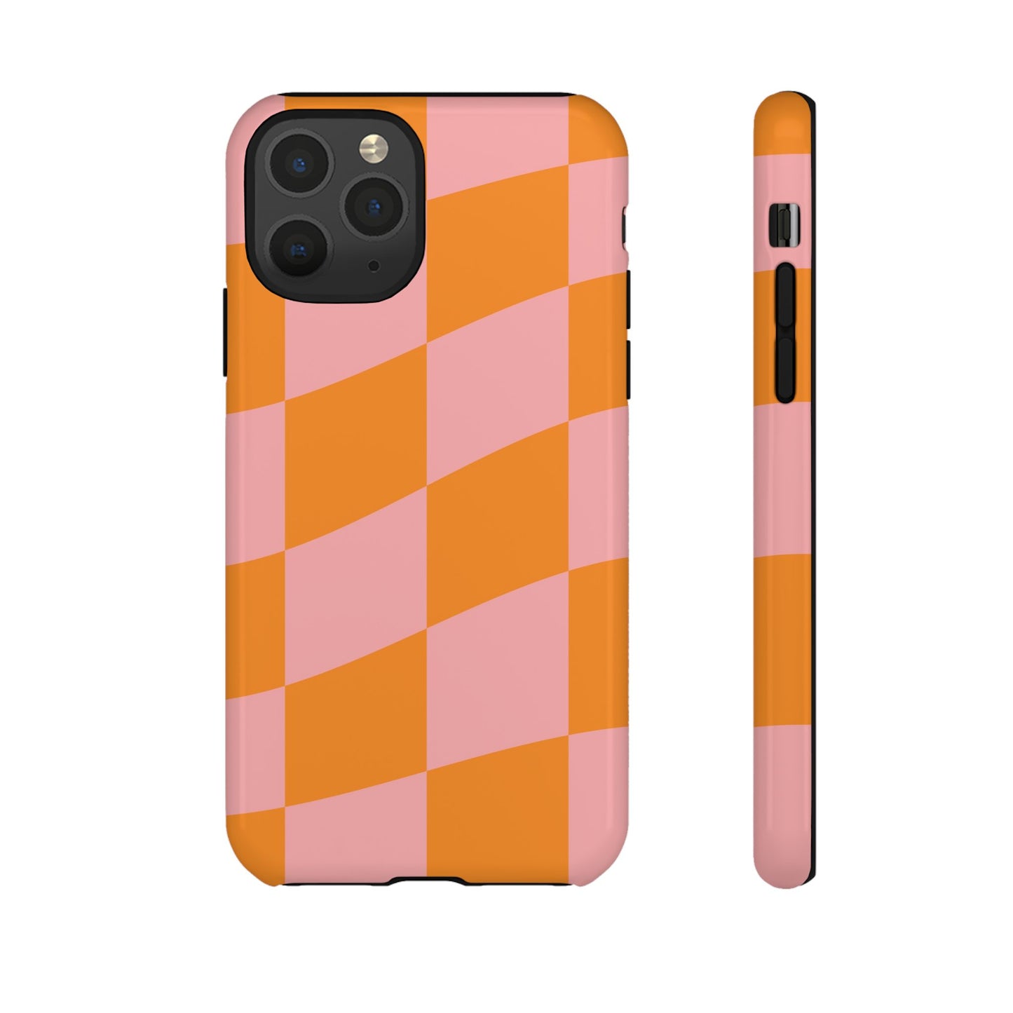 Pink & Orange Wavy Checker iPhone Case