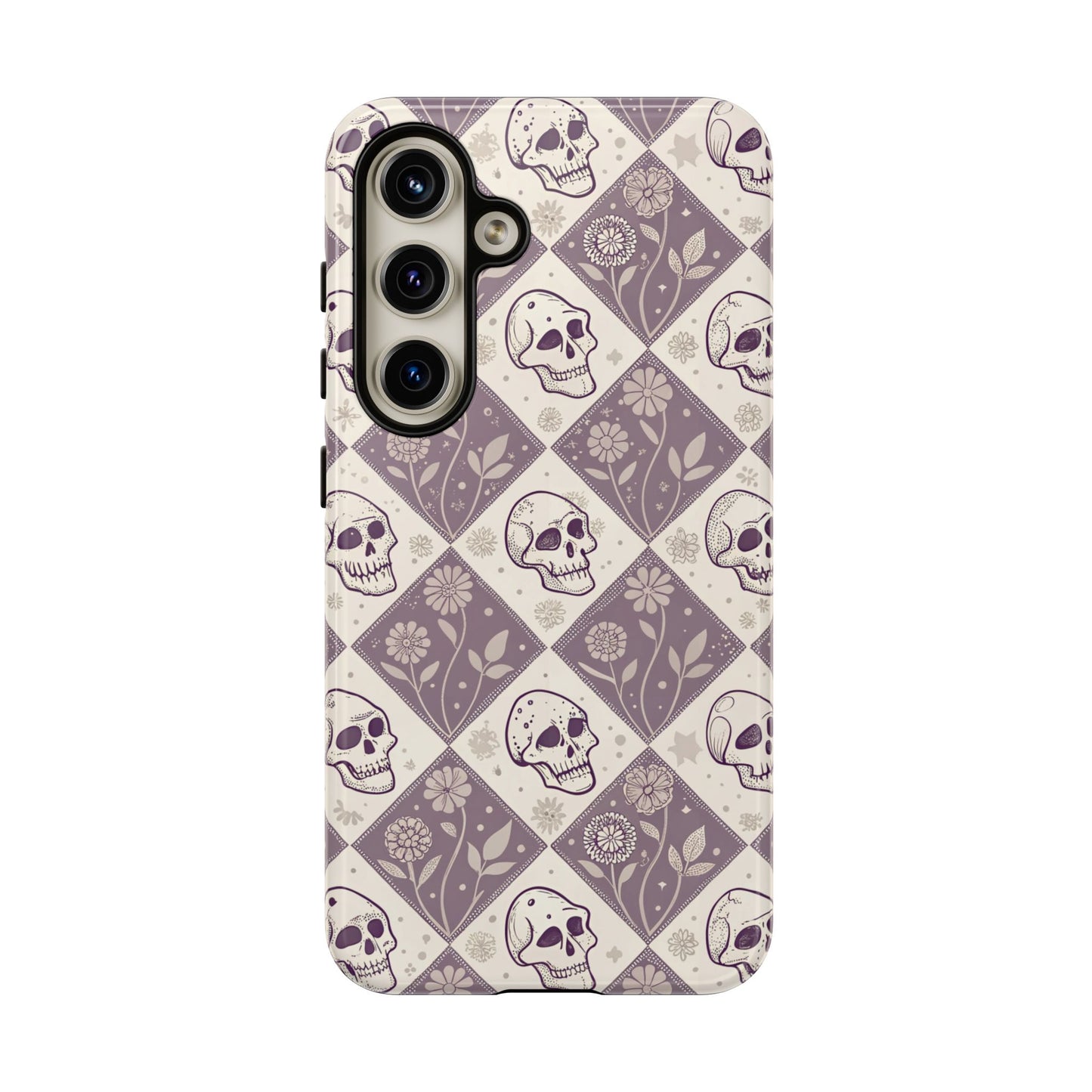 Vintage Skull & Floral Diamond Samsung Case