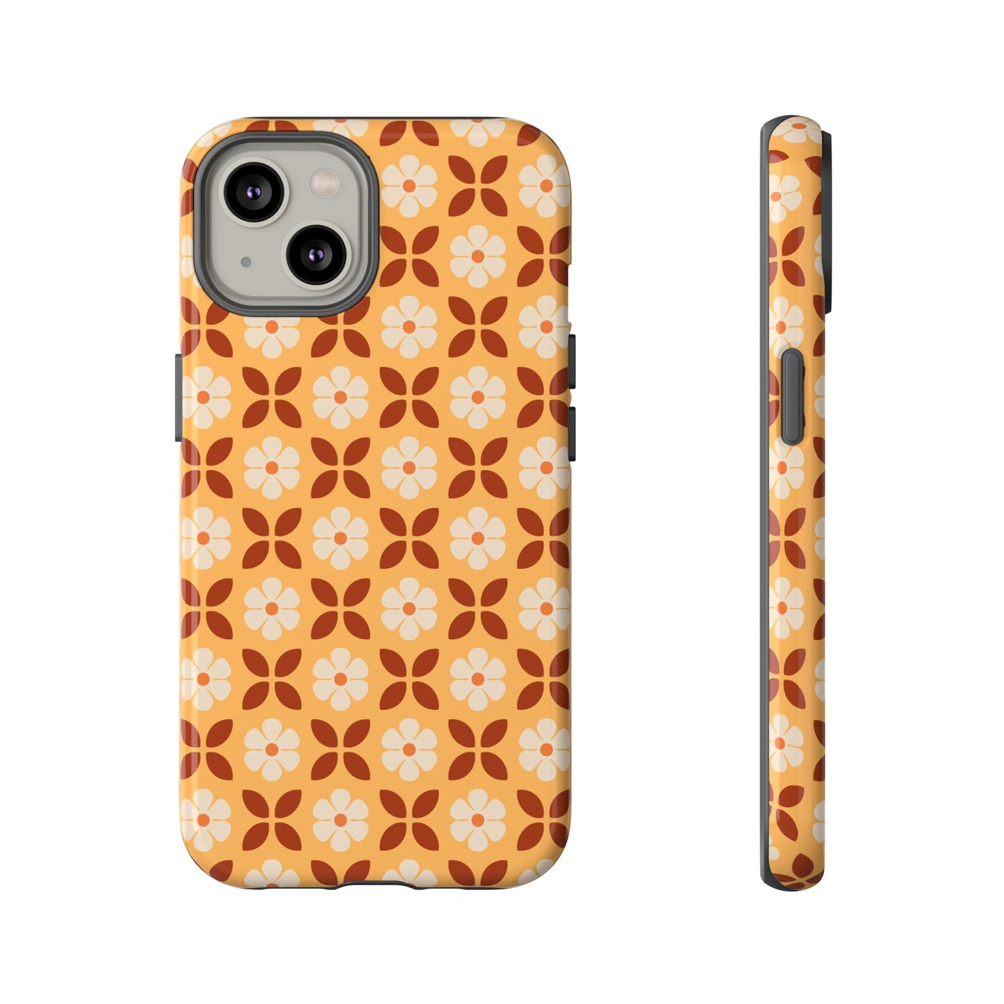 Retro Orange Flower Power iPhone Case