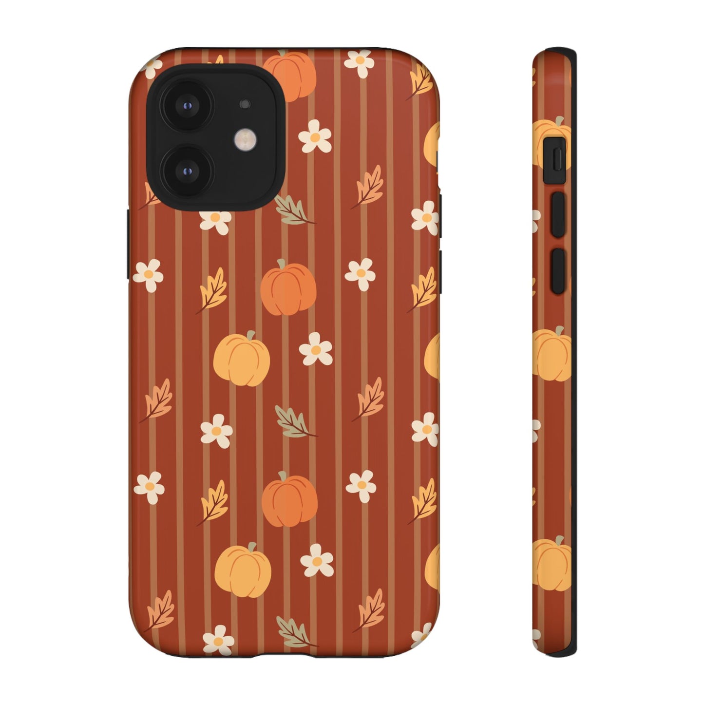 Pumpkin Spice Floral Stripe iPhone Case