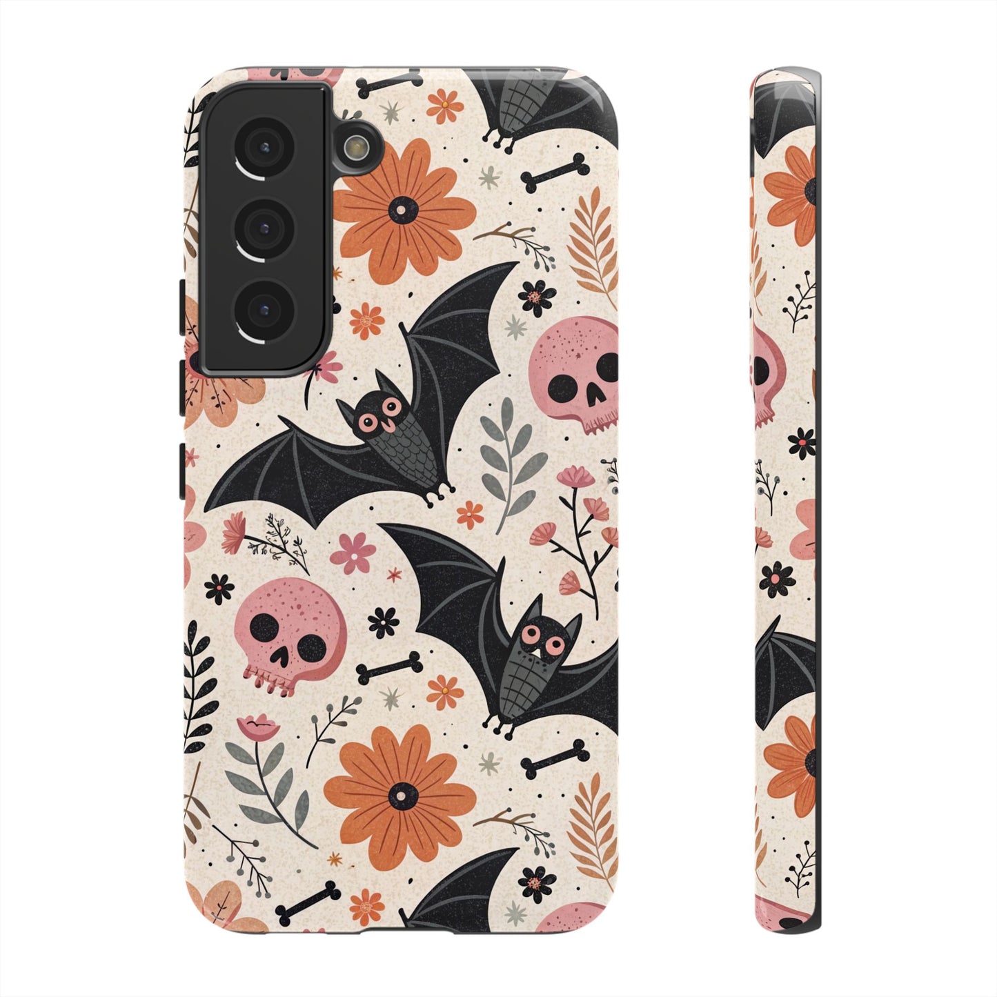 Floral Bats & Skulls Halloween Samsung Case