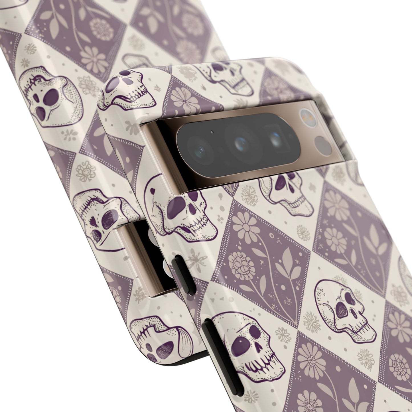 Vintage Skull & Floral Diamond Google Pixel Case