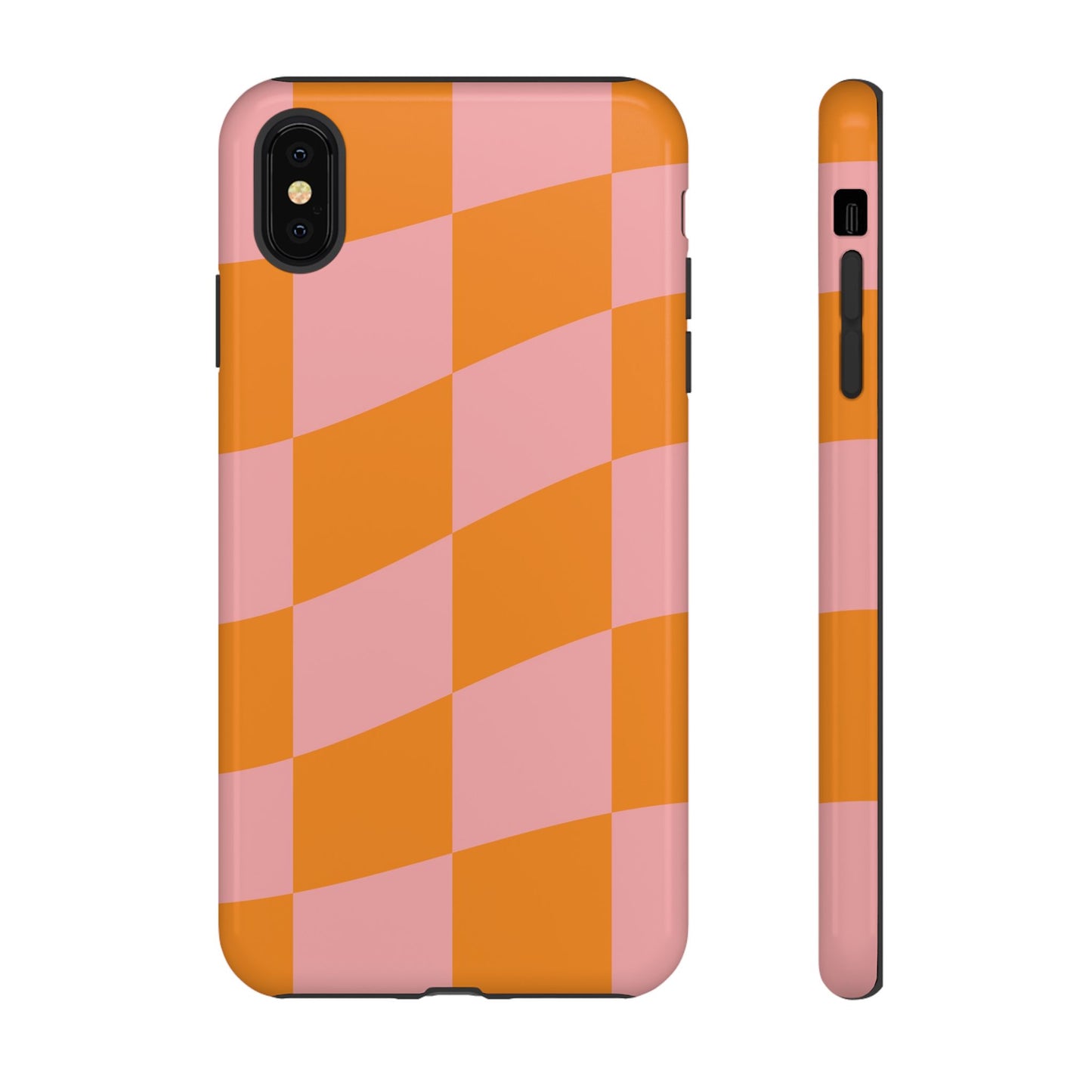 Pink & Orange Wavy Checker iPhone Case