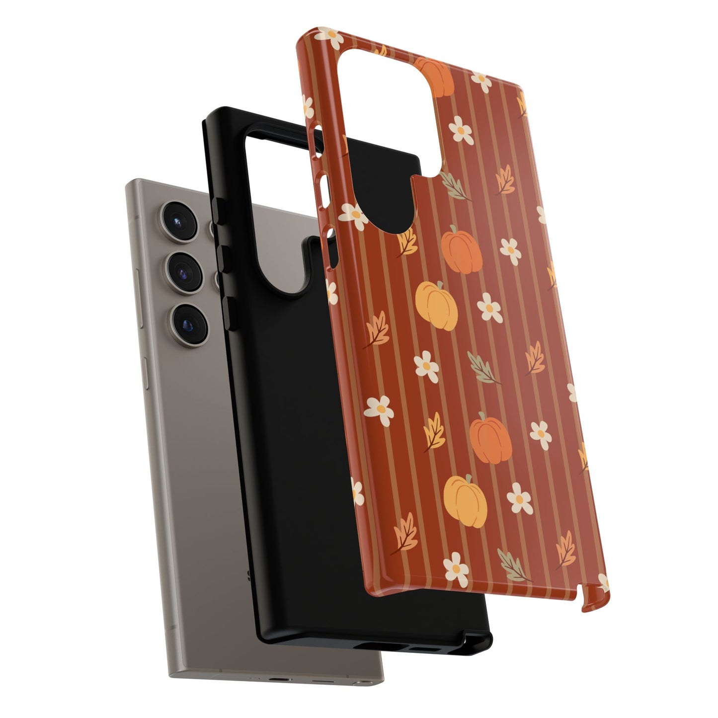 Pumpkin Spice Floral Stripe Samsung Case