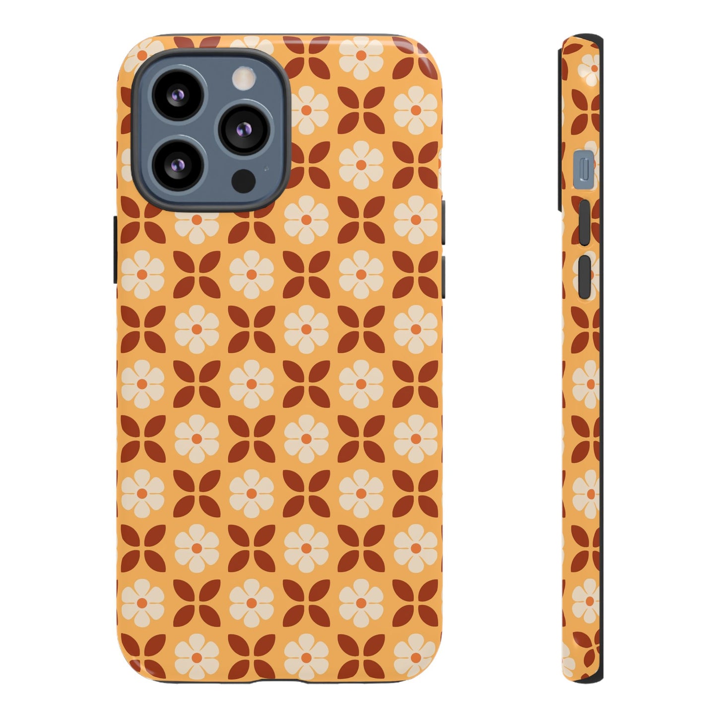 Retro Orange Flower Power iPhone Case
