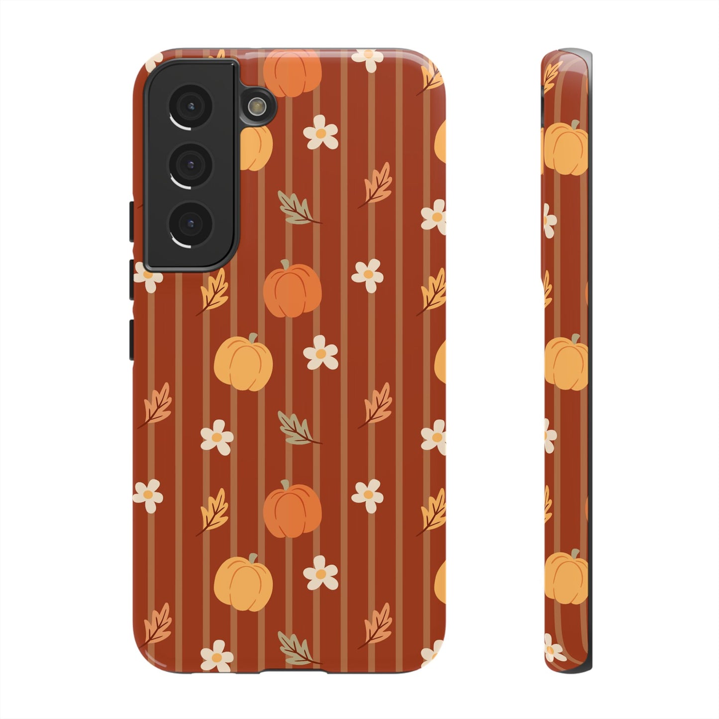 Pumpkin Spice Floral Stripe Samsung Case