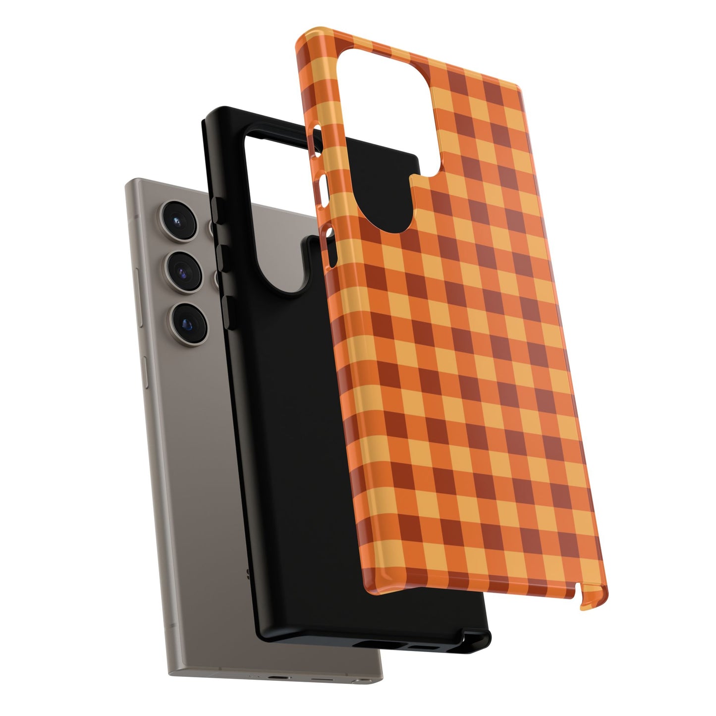Orange Gingham Checkered Samsung Case