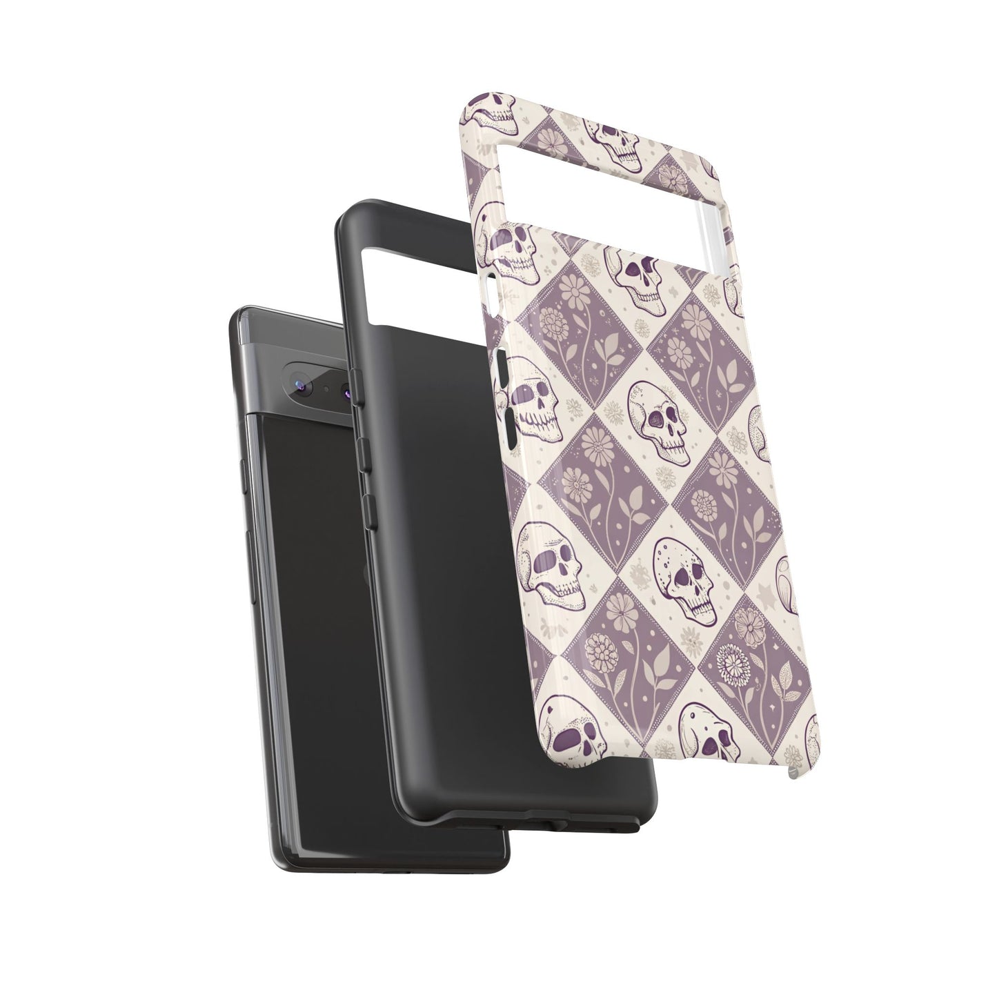 Vintage Skull & Floral Diamond Google Pixel Case