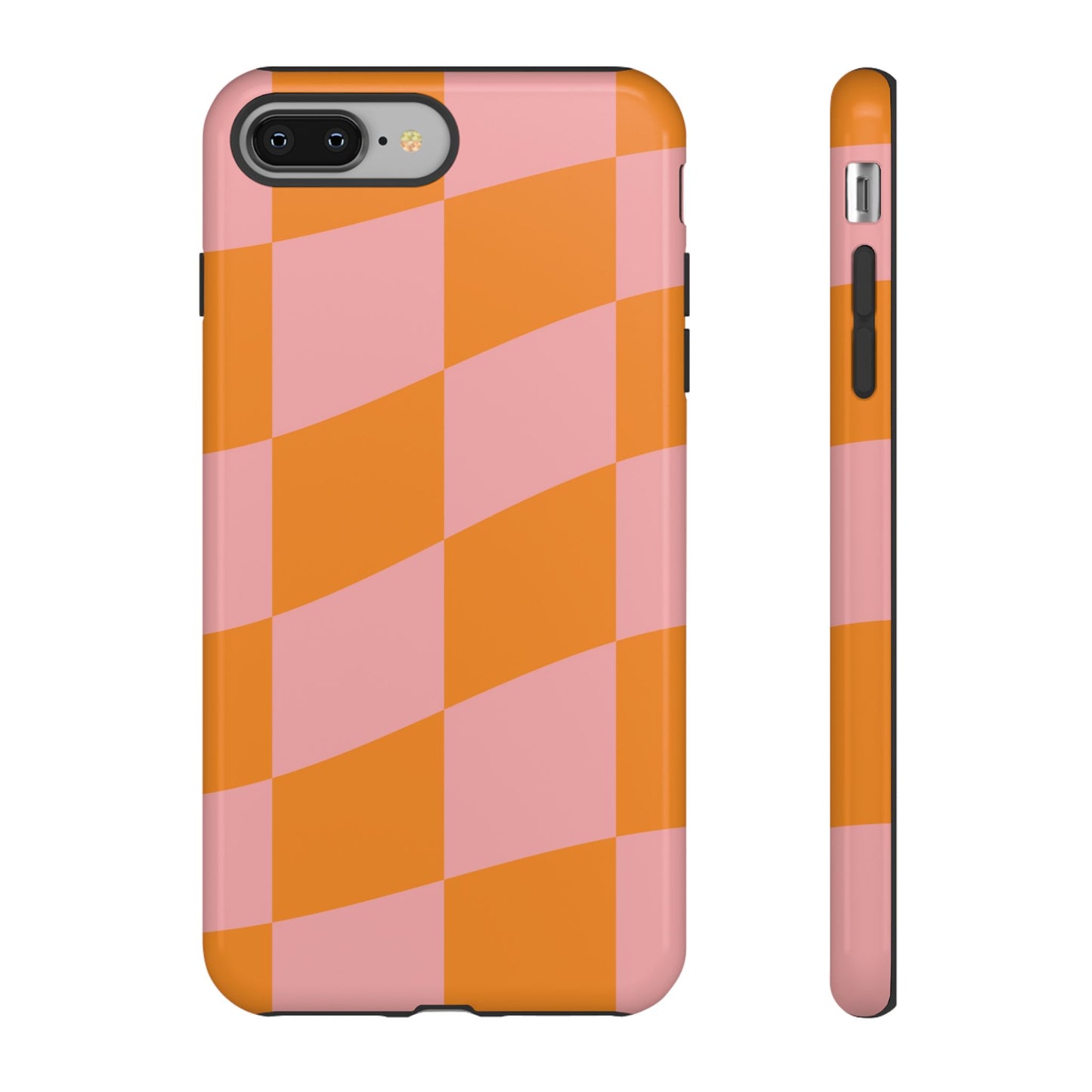 Pink & Orange Wavy Checker iPhone Case