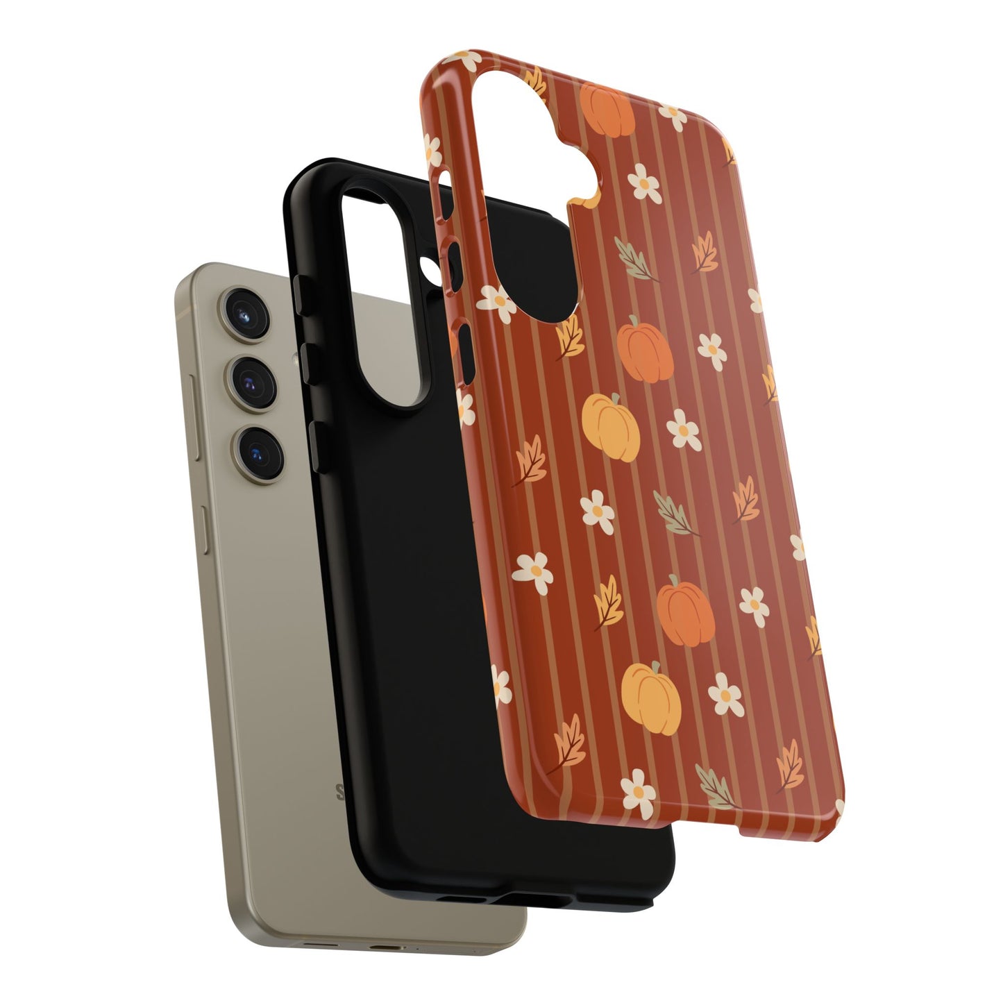 Pumpkin Spice Floral Stripe Samsung Case