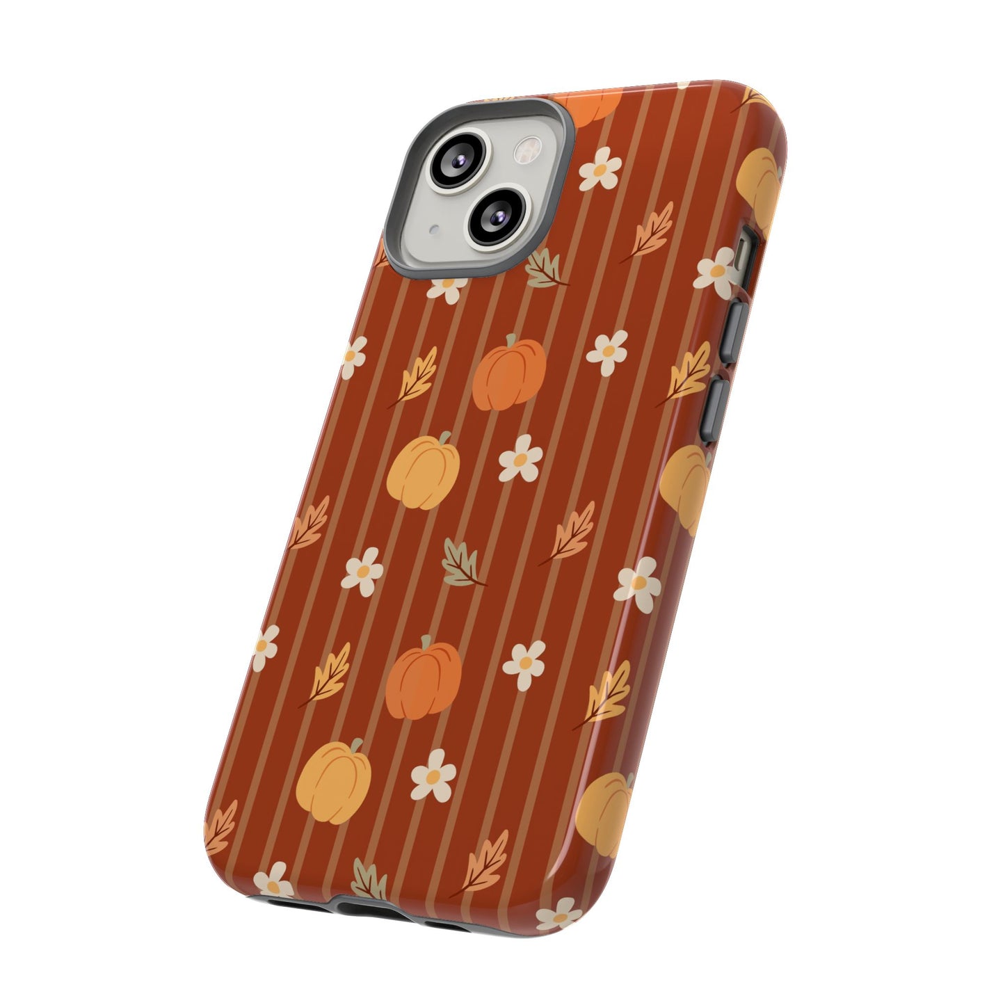 Pumpkin Spice Floral Stripe iPhone Case