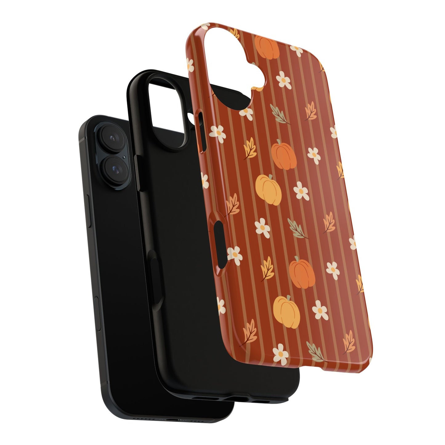 Pumpkin Spice Floral Stripe iPhone Case