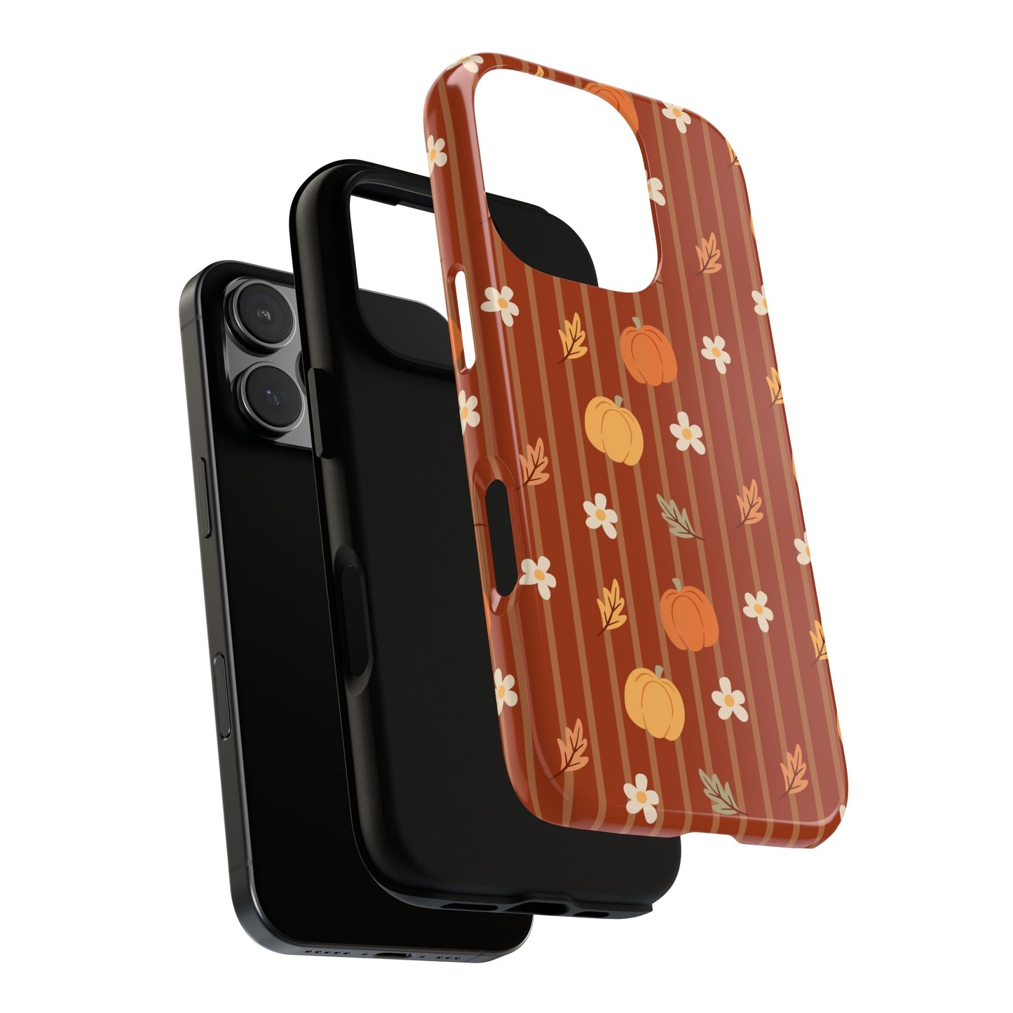 Pumpkin Spice Floral Stripe iPhone Case
