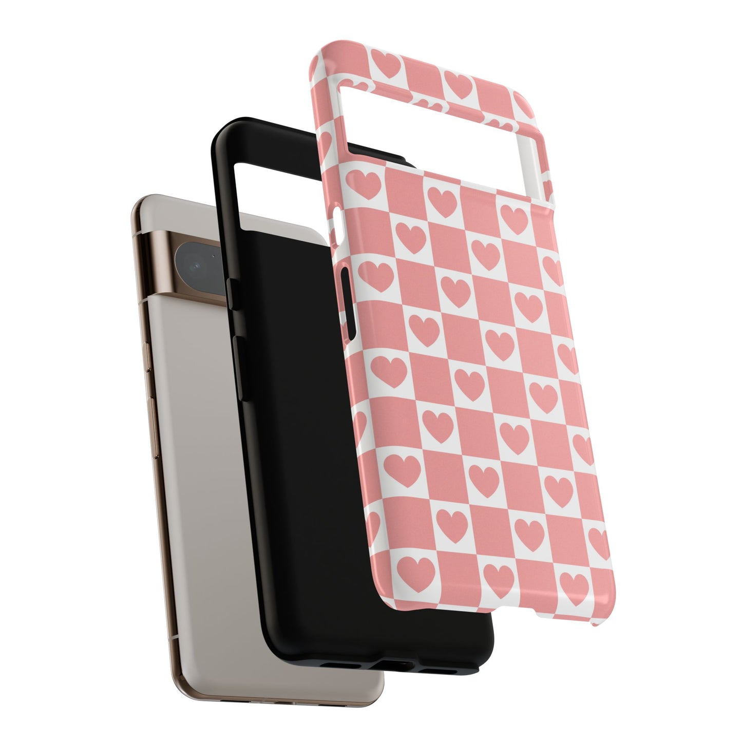 Pink Heart Checkerboard Google Pixel Case