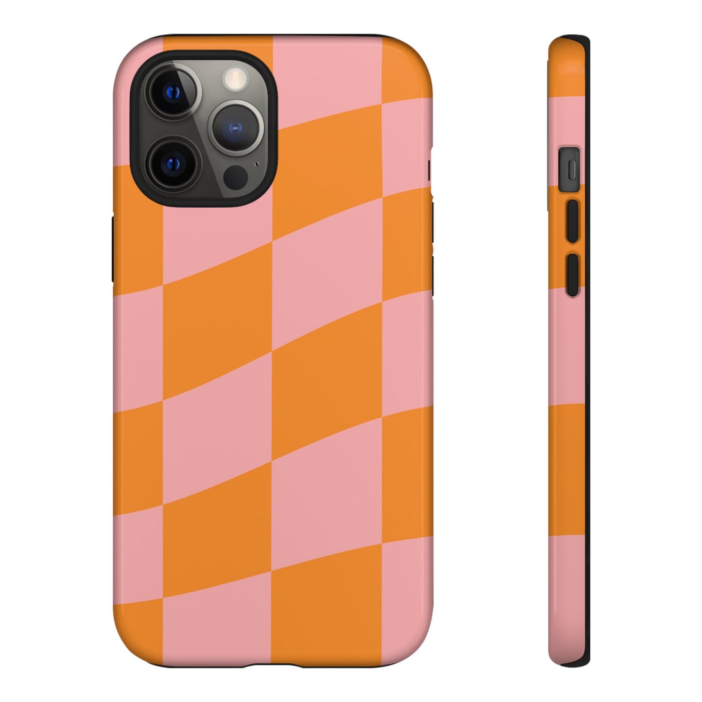 Pink & Orange Wavy Checker iPhone Case